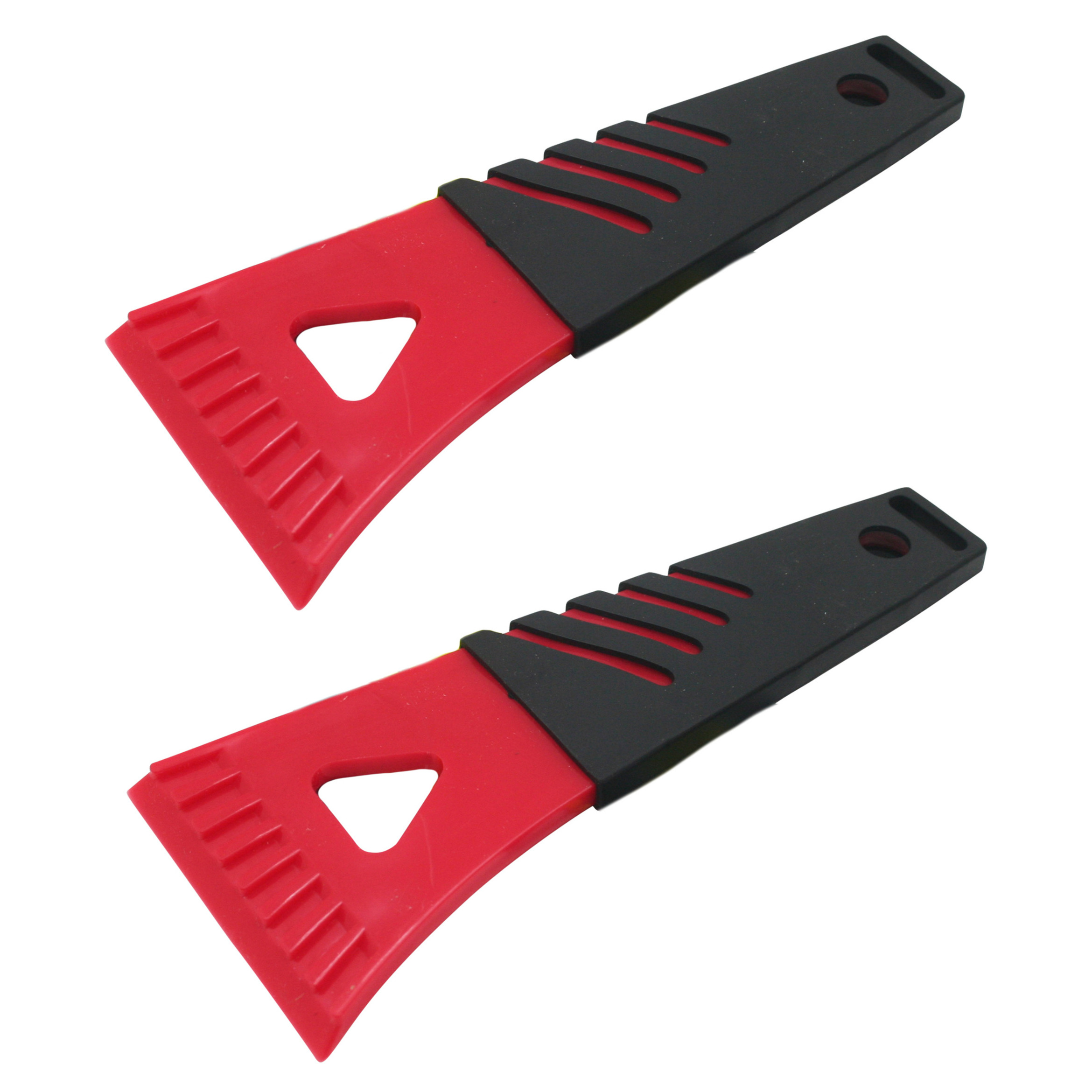 2x stuks kunststof ijskrabber/raamkrabber zwart/rood 18 cm -