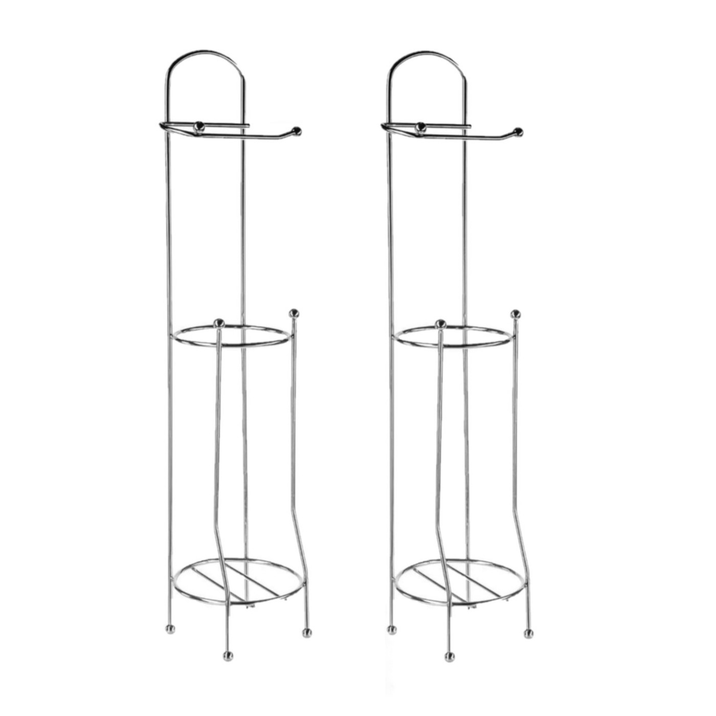 Set van 2x stuks staande wc/toiletrolhouders met reservoir zilver 66 cm van metaal -