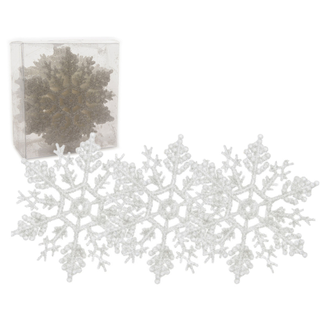 24x stuks kerstornamenten/kersthangers sneeuwvlokken wit kunststof 10 cm -