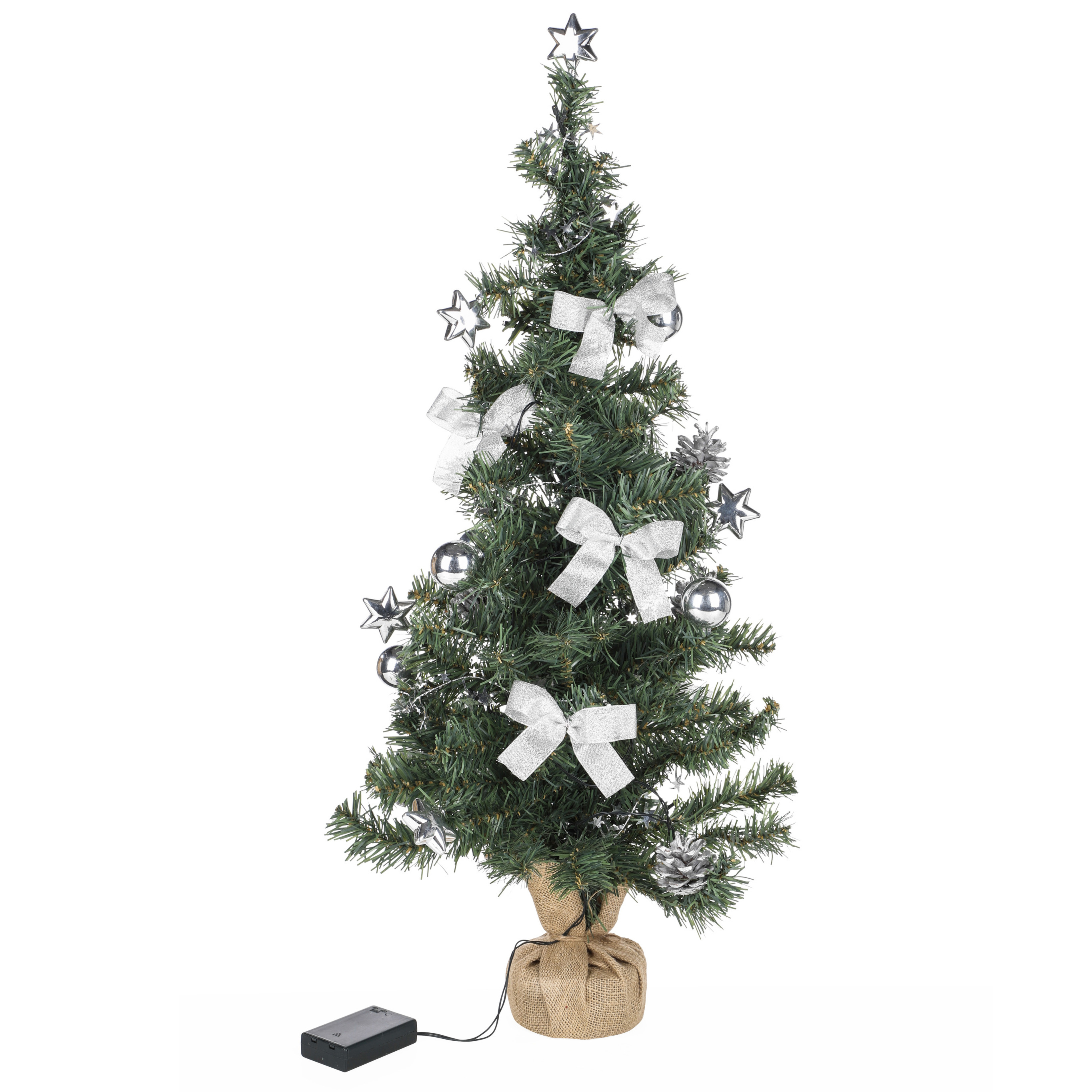 Kunstboom/kunst kerstboom inclusief kerstversiering en kerstverlichting 75 cm -