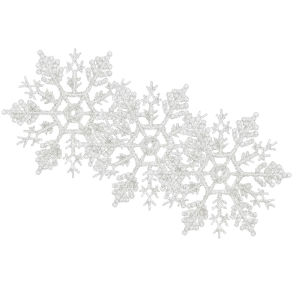 Decoris Kersthangers - sneeuwvlokken - 12x - wit - 10 cm -