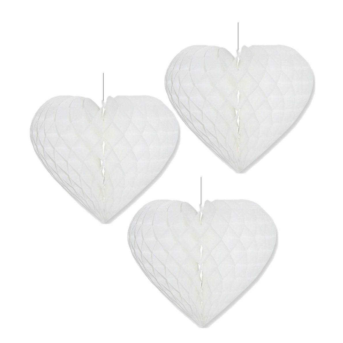 Set van 5x stuks wit hang decoratie hartje 15 cm versiering bruiloft -