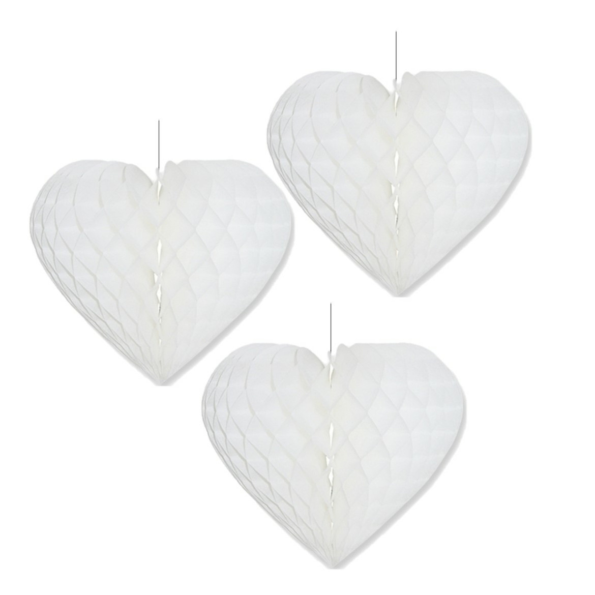 Set van 8x stuks wit hang decoratie hartje 15 cm versiering bruiloft -