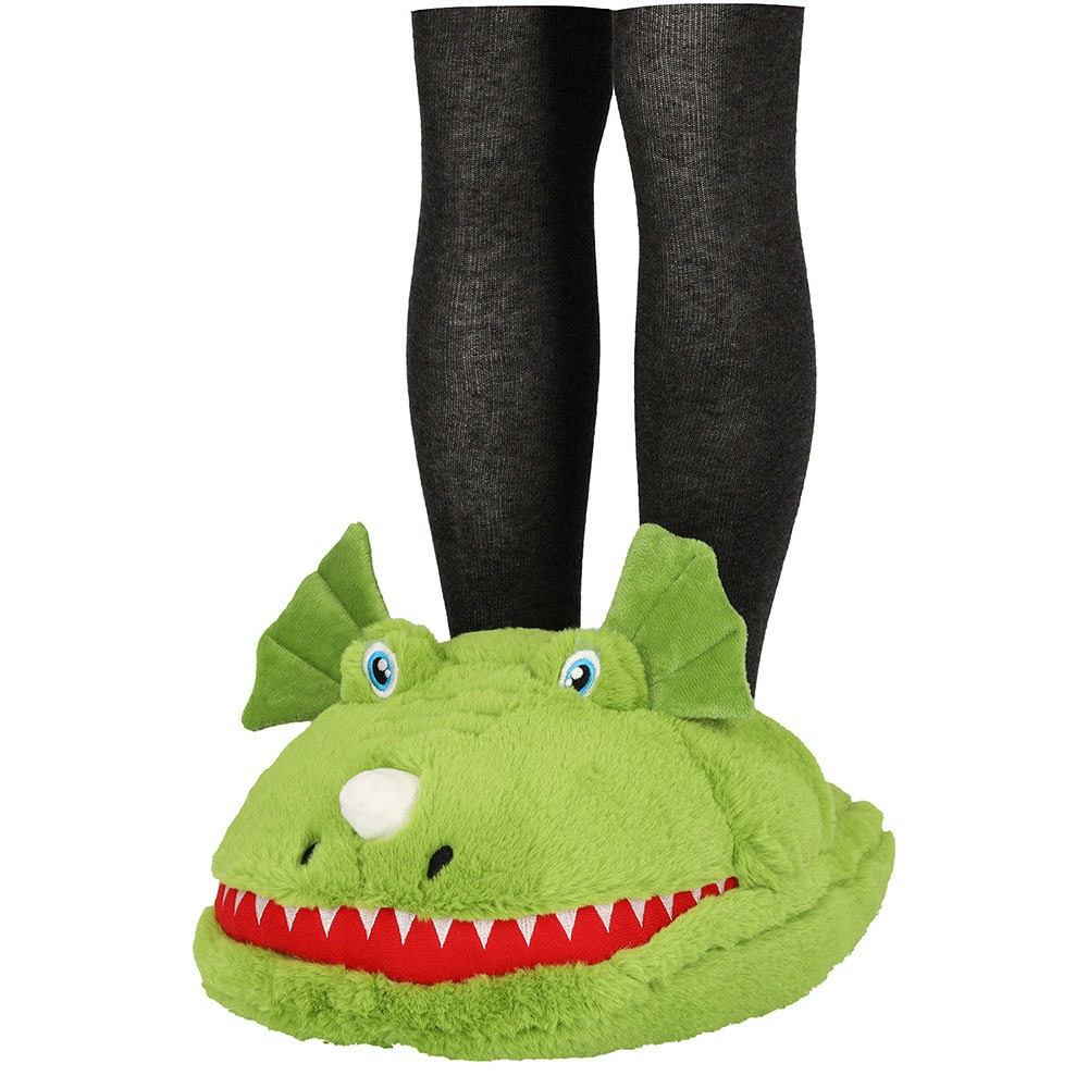 Grote voetenwarmer slof - monster - groen - one size - 30 x 27 cm - polyester One size -