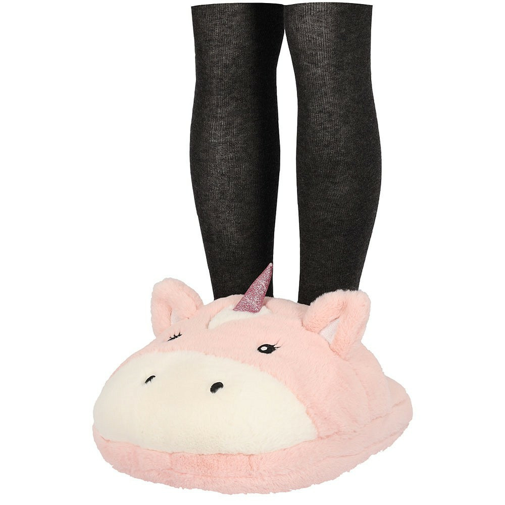 Grote voetenwarmer slof - eenhoorn - roze - one size - 30 x 27 cm - polyester One size -