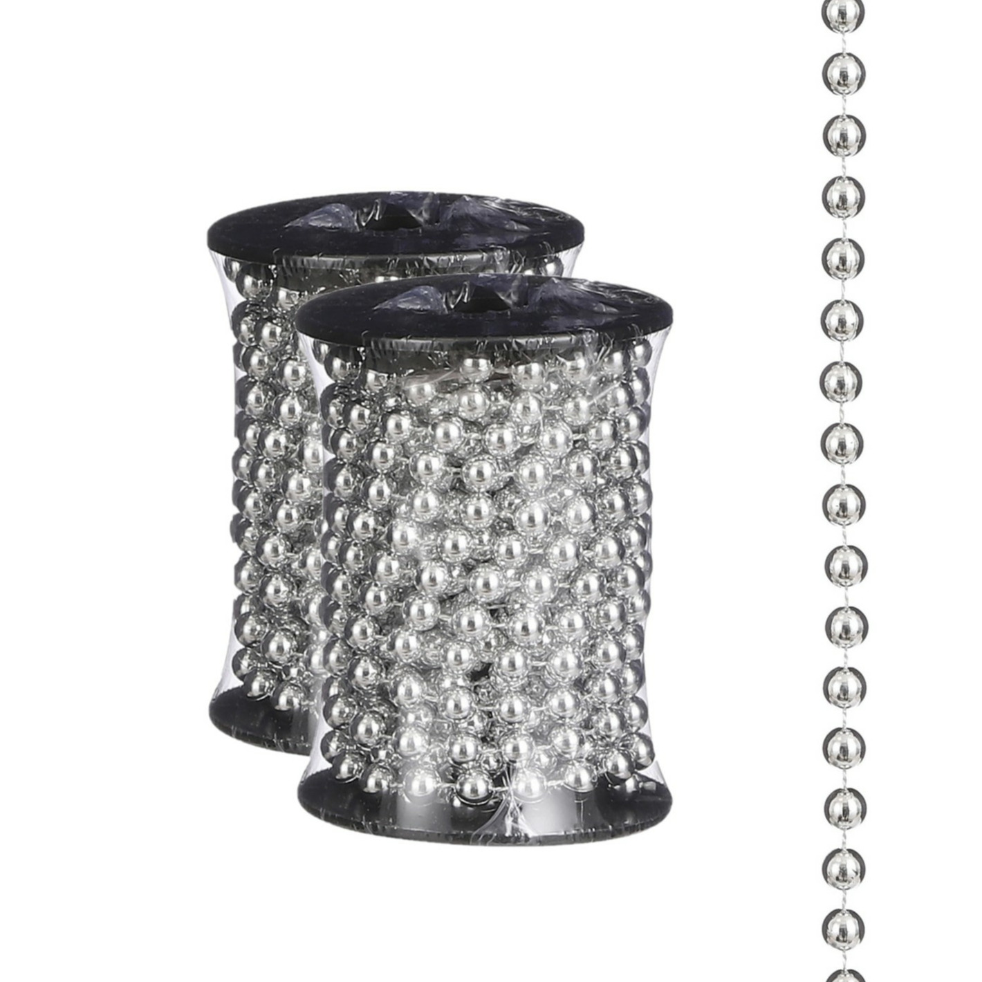 2x stuks kerstboom kralenslingers zilver 500 cm kerstslingers -