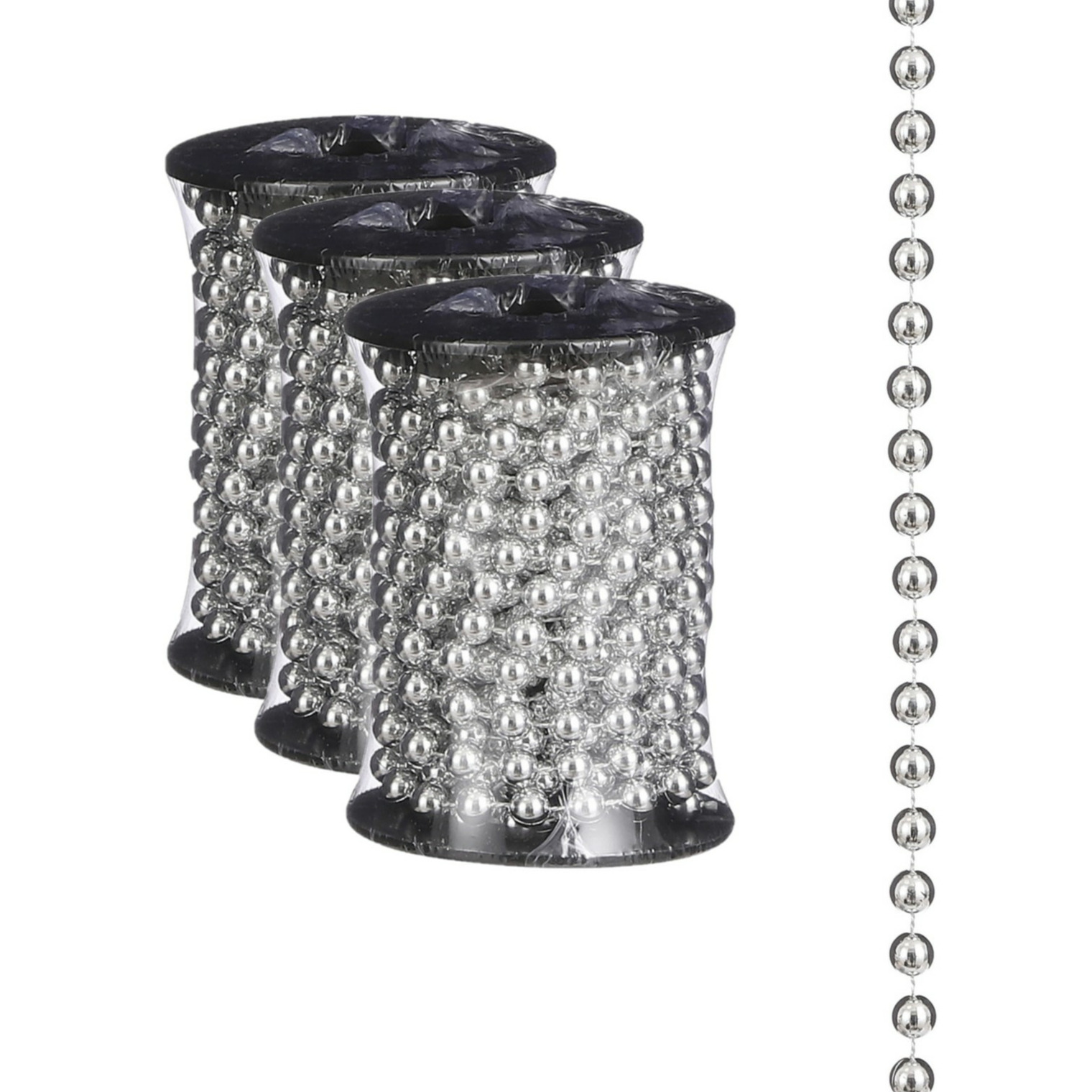 3x stuks kerstboom kralenslingers zilver 500 cm kerstslingers -