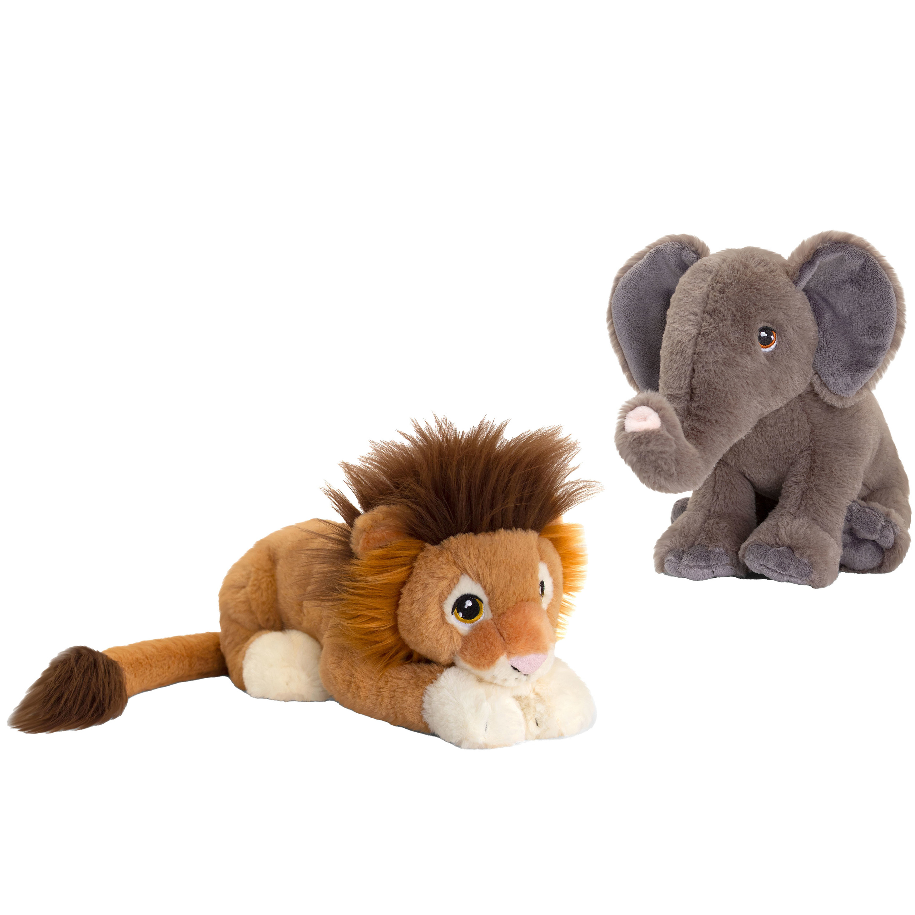 Keel Toys - Pluche knuffel dieren vriendjes set leeuw en olifant 25 cm -