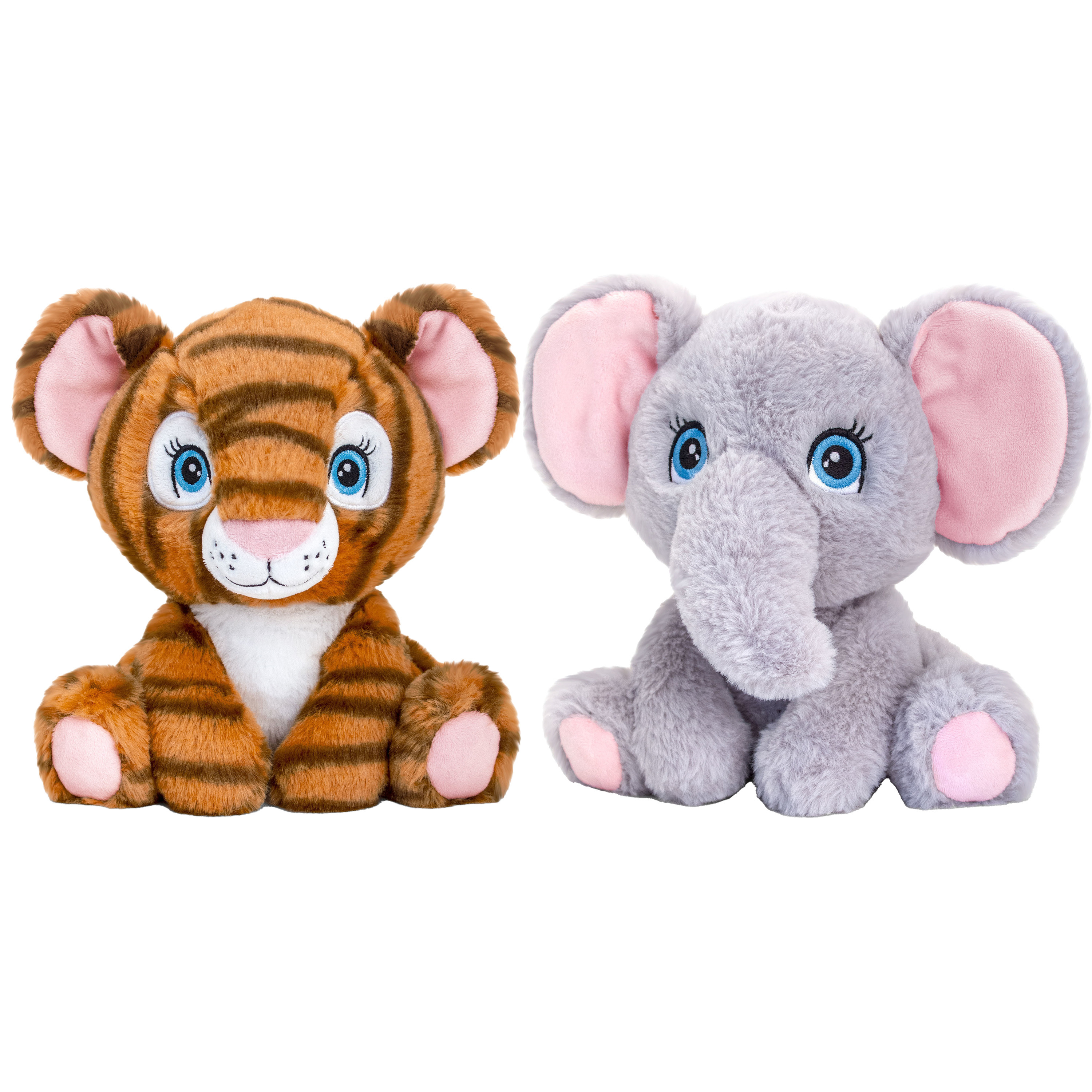 Keel Toys - Pluche knuffel dieren vriendjes set tijger en olifant 25 cm -