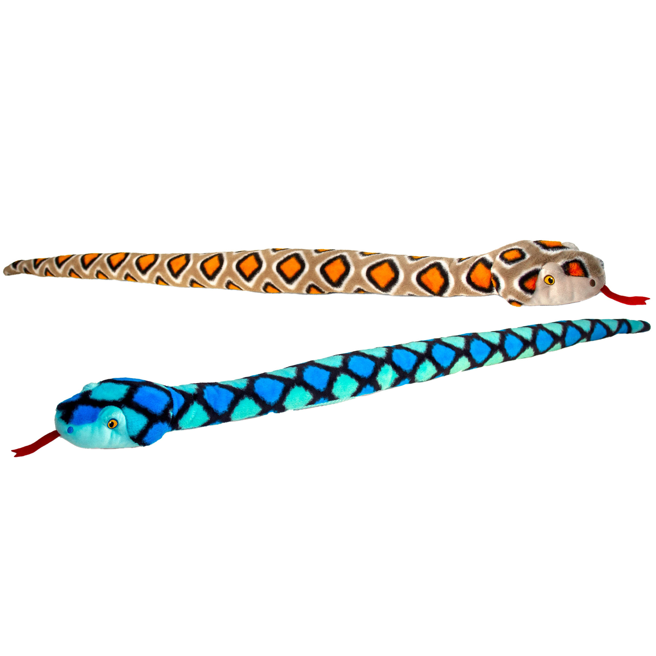 Keel Toys - Pluche knuffel dieren set van 2x slangen bruin en blauw 100 cm -