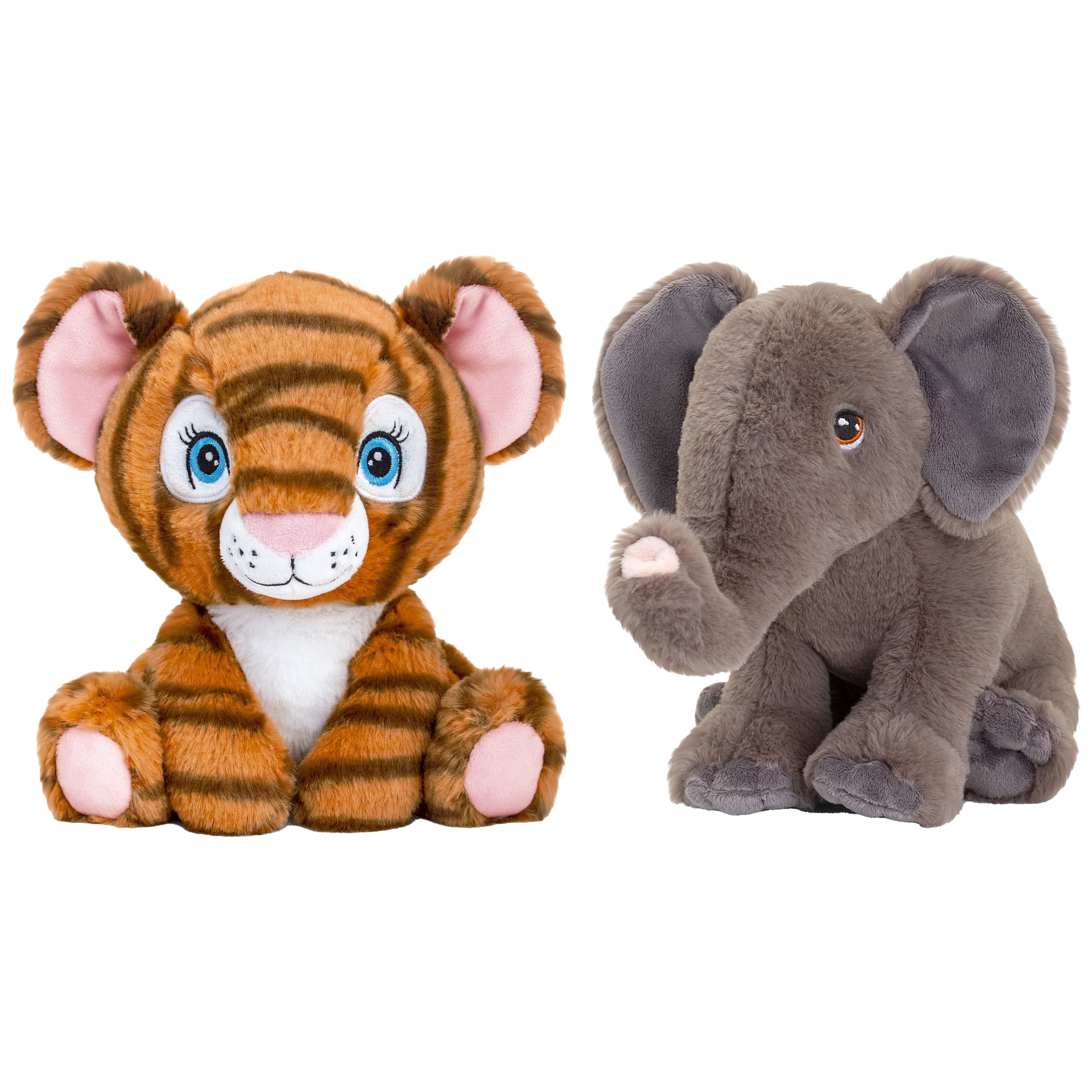 Keel Toys - Pluche knuffel dieren vriendjes set tijger en olifant 25 cm -