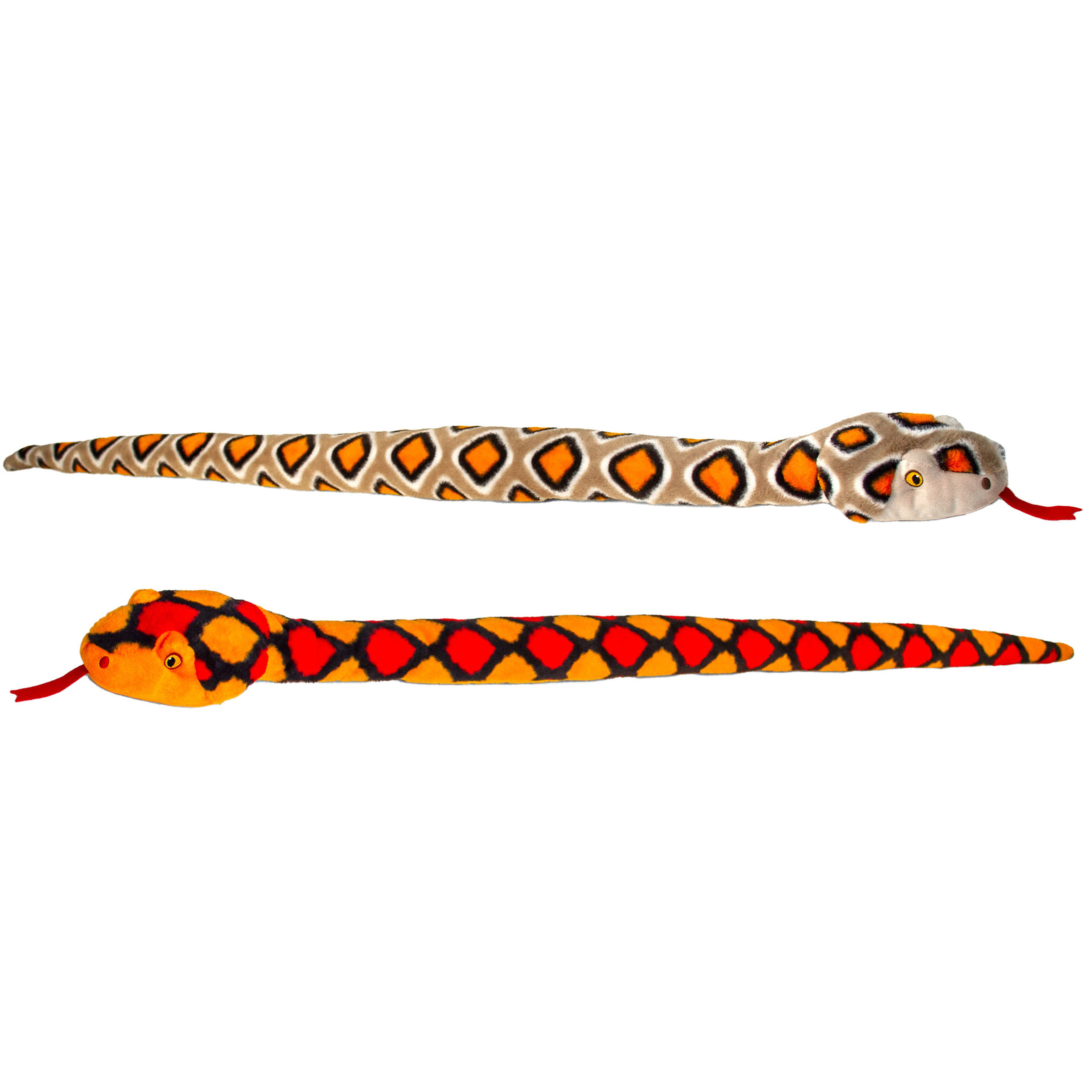 Keel Toys - Pluche knuffel dieren set van 2x slangen bruin en rood 100 cm -