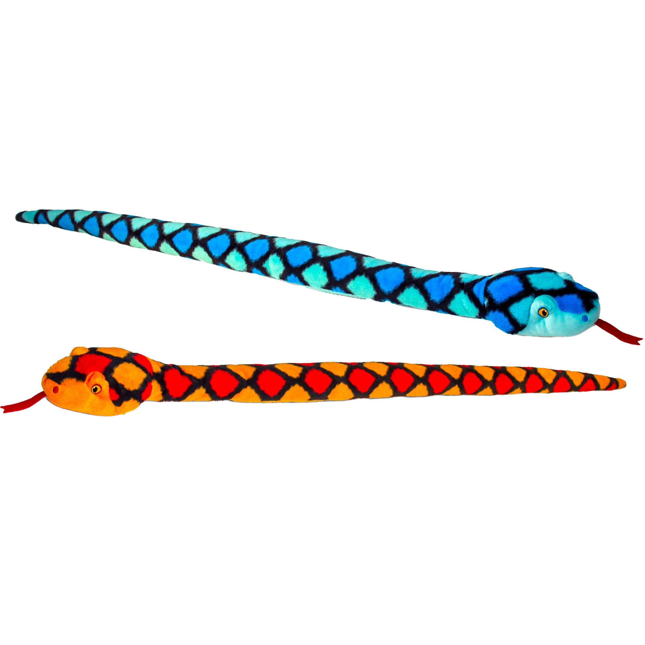 Keel Toys - Pluche knuffel dieren set van 2x slangen rood en blauw 100 cm -