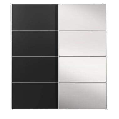 Schuifdeurkast Verona zwart - zwart/spiegel - 200x182x64 cm - Leen Bakker