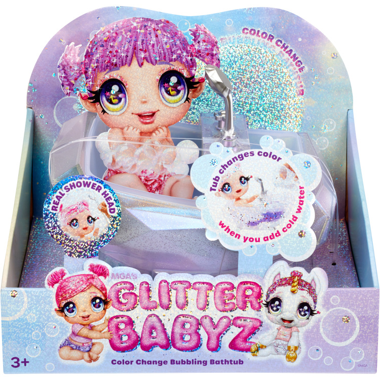 MGA Entertainment Glitter Babyz - Bruisende badkuip met kleurverandering poppenmeubel