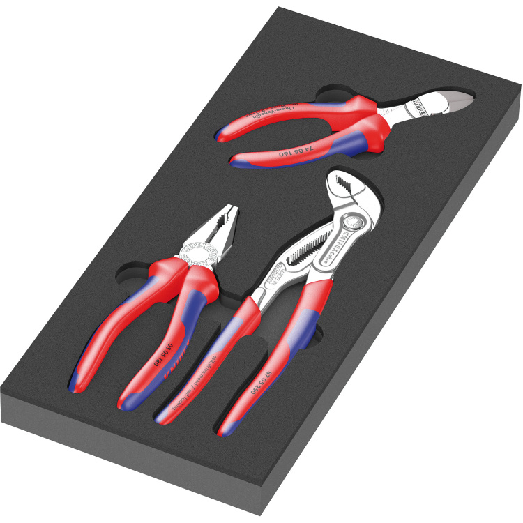 Wera 9780 Schuimrubberen inzetstuk met KNIPEX tangen Set 1, 3-delig tangenset in schuiminzet voor werkplaatswagen