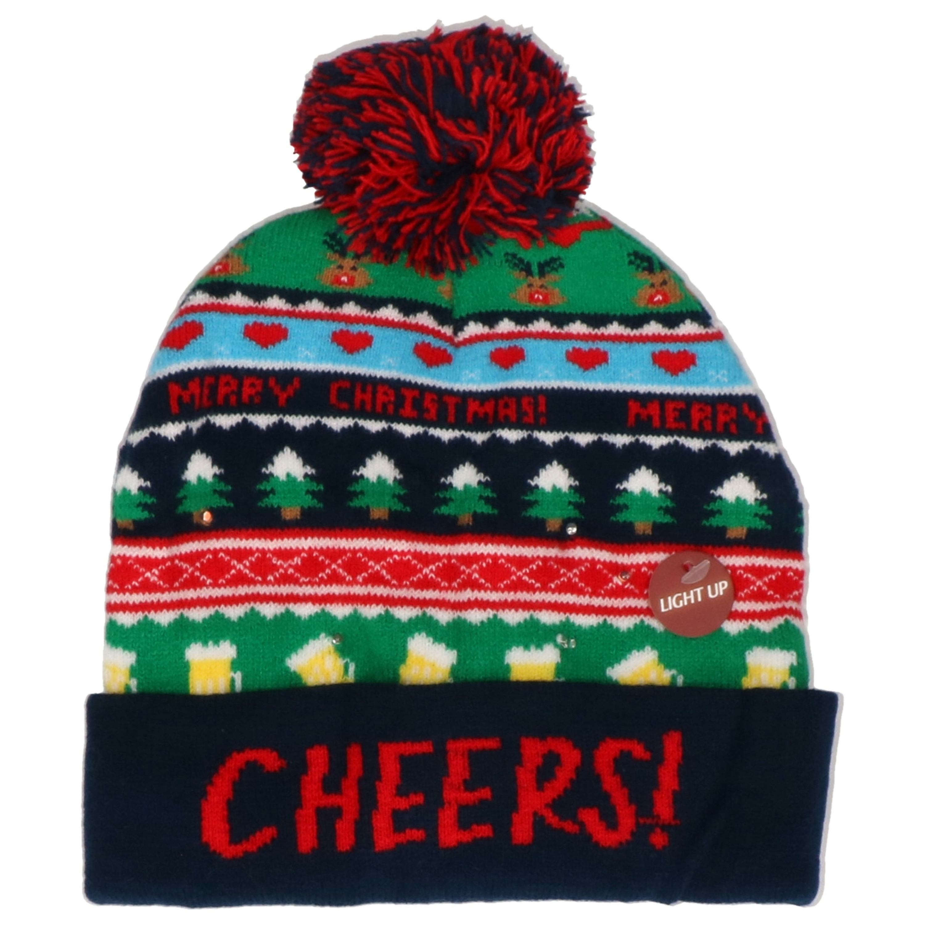 Foute kerstmutsen/mutsen/wintermutsen Cheers met verlichting -