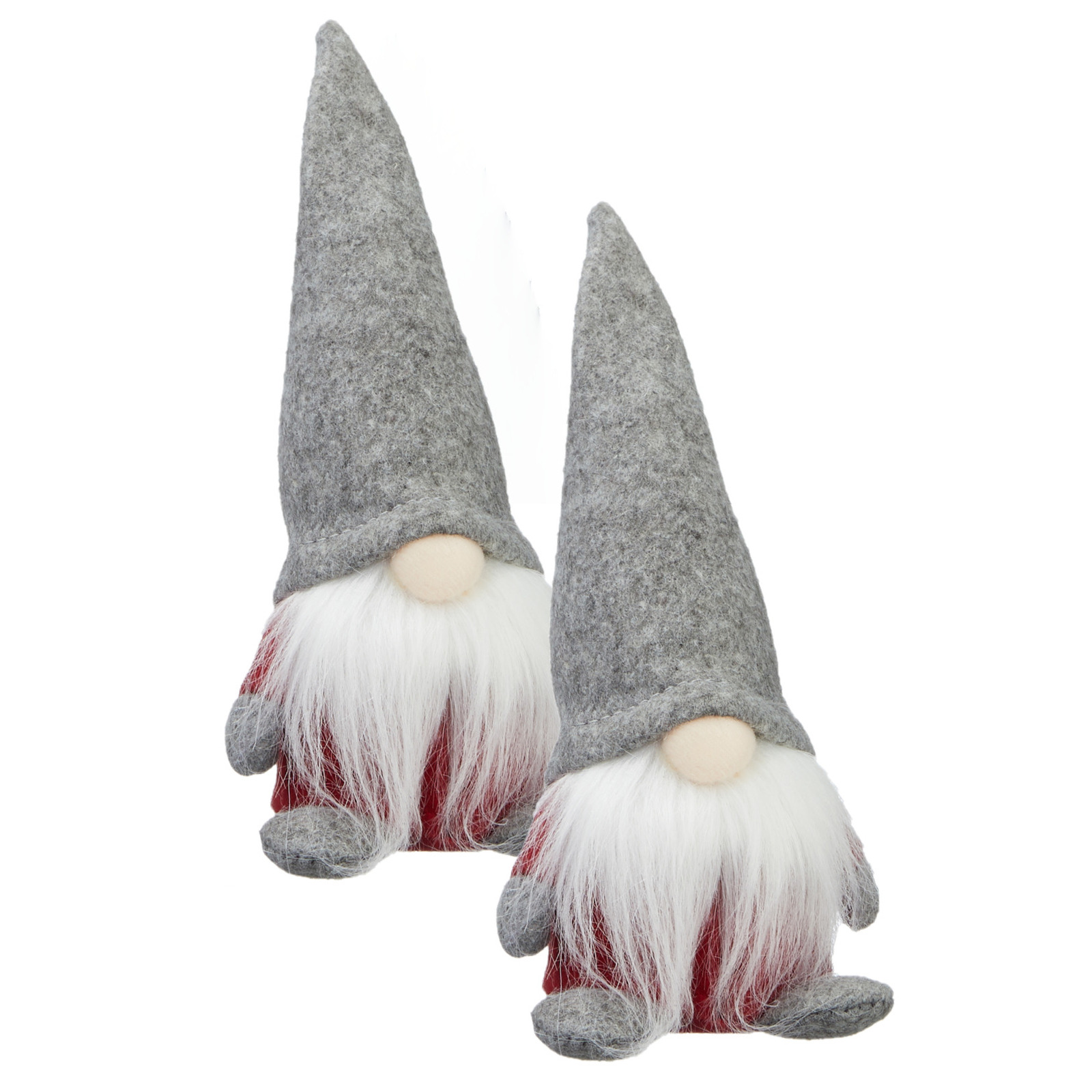 2x stuks pluche gnome/dwerg decoratie poppen/knuffels met grijze muts 18 cm -