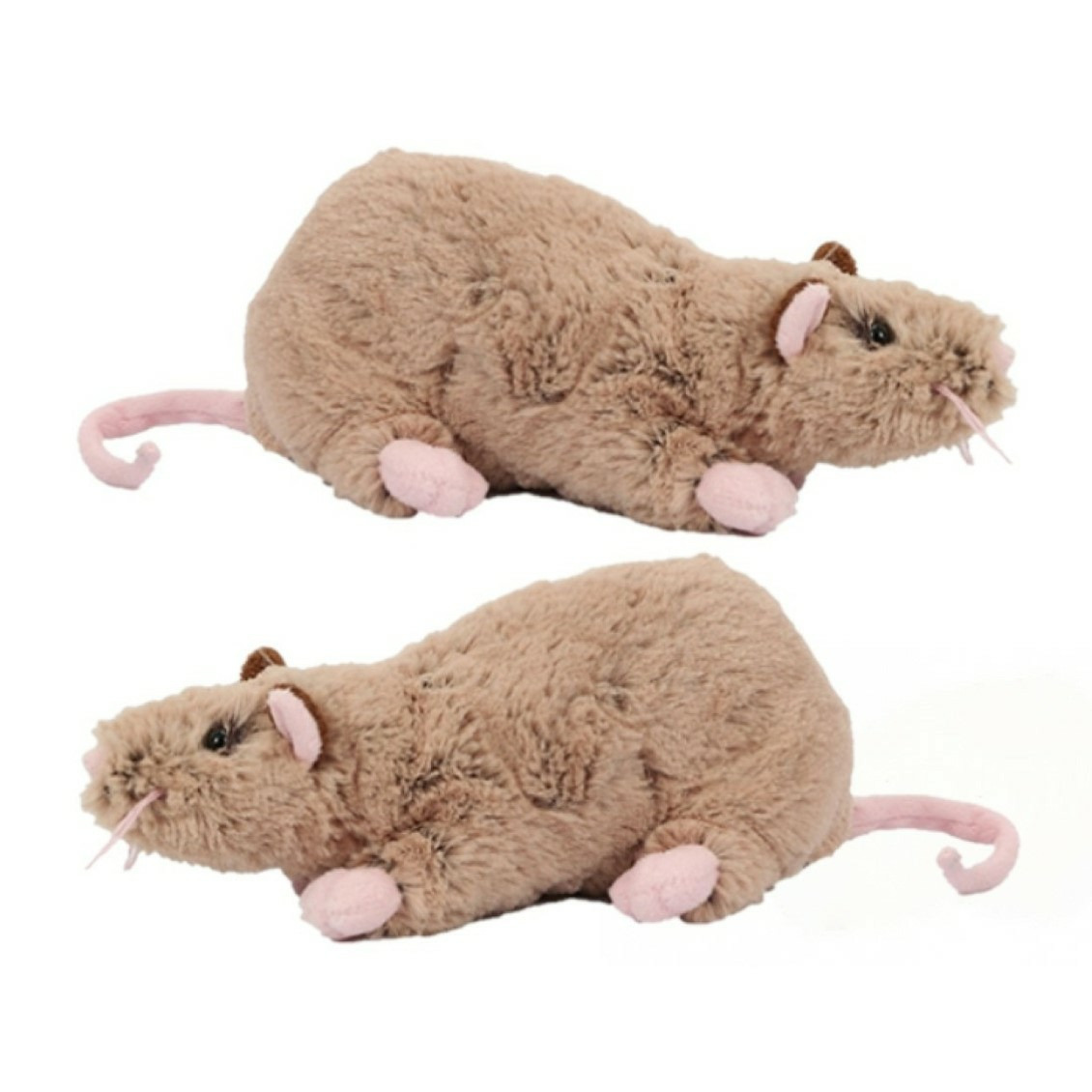 Pluche rat knuffel - Set van 2x stuks - bruin - 22 cm - ratten - Dieren - Speelgoed -