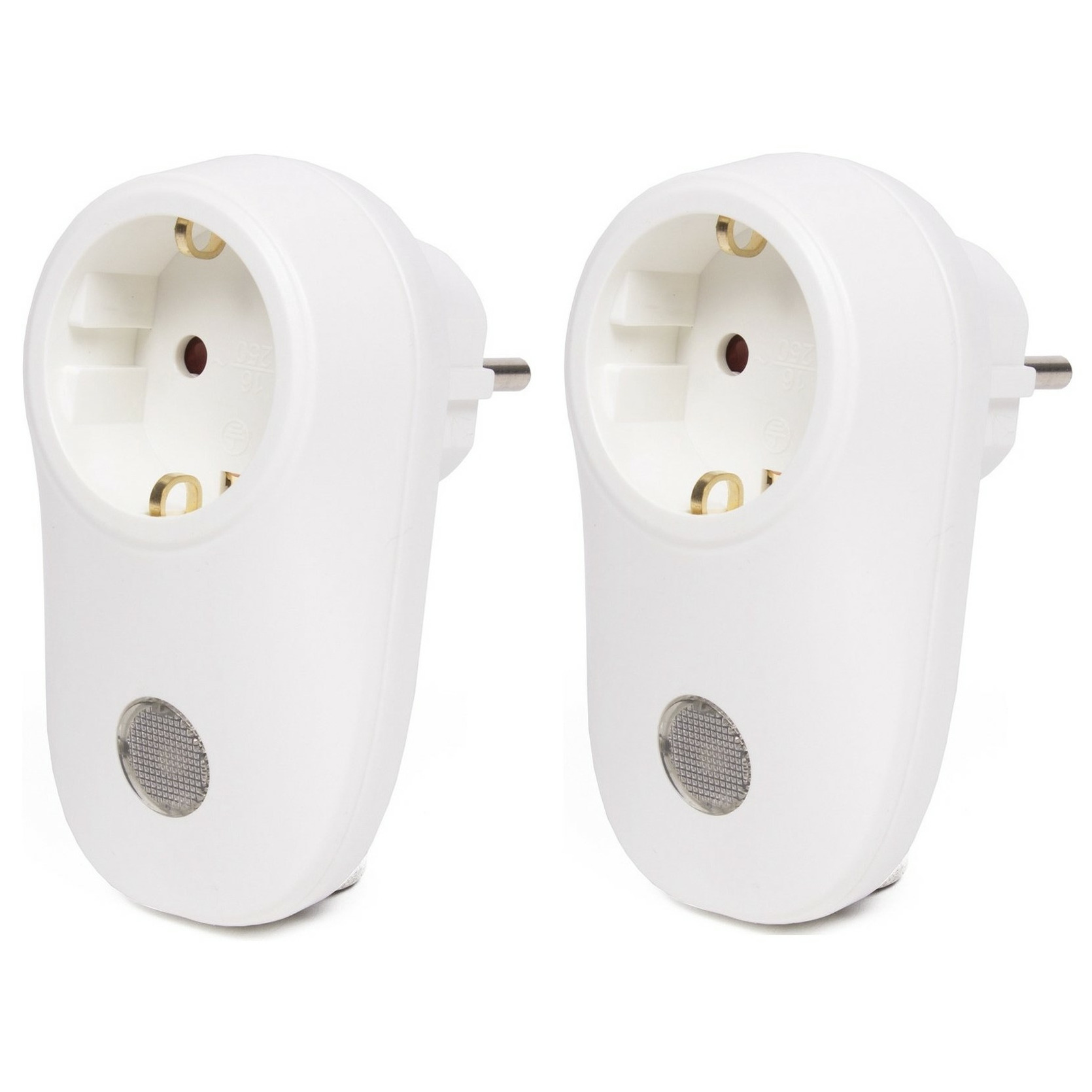 Multipak van 2x stuks benson stekkers wit met lichtsensor -