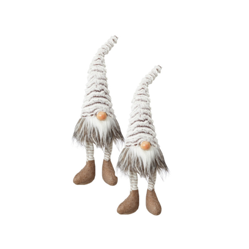 2x stuks pluche gnome/dwerg decoratie poppen/knuffels grijs 37 cm -