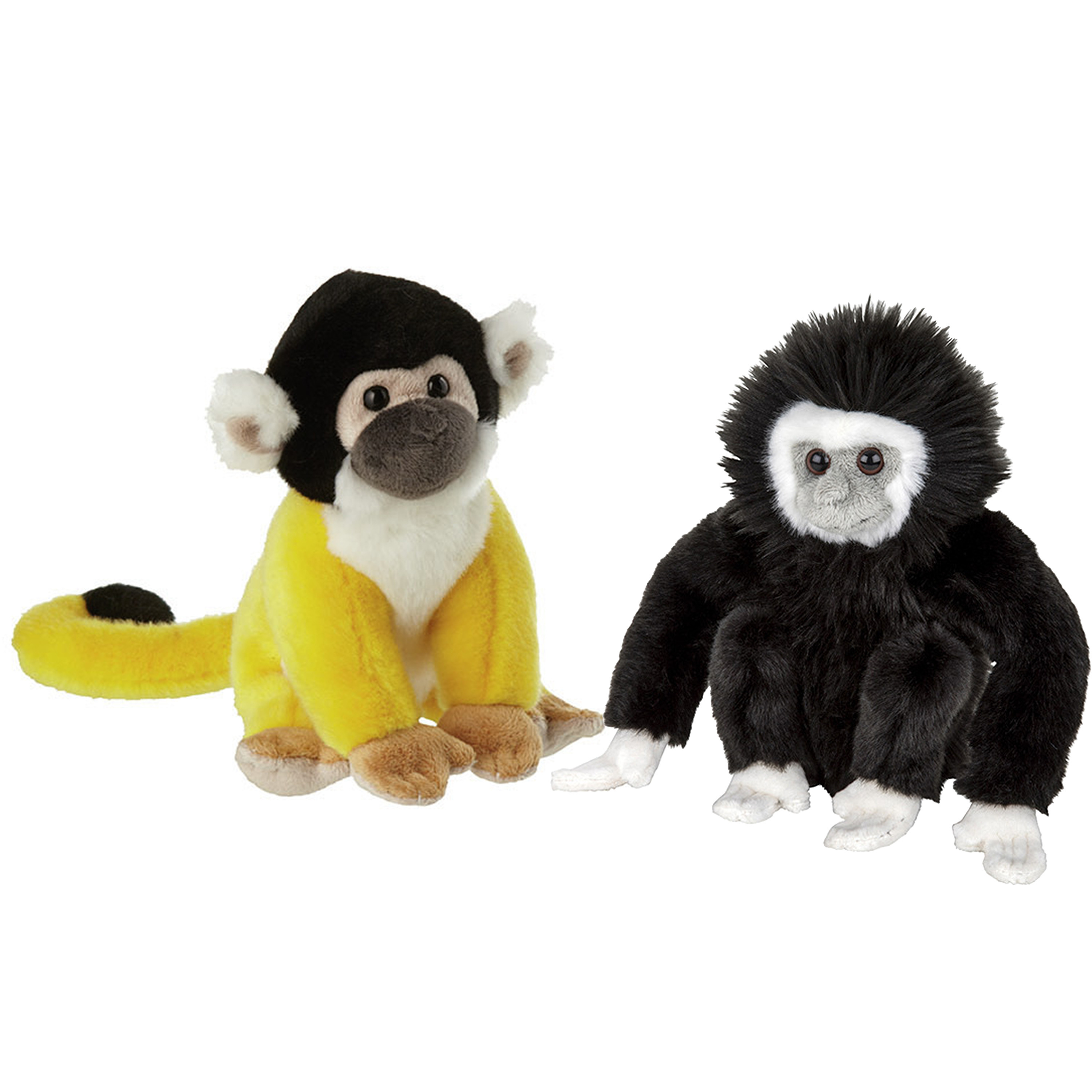 Apen serie zachte pluche knuffels 2x stuks - Squirrel Aap en Gibbon Aap van 18 cm -