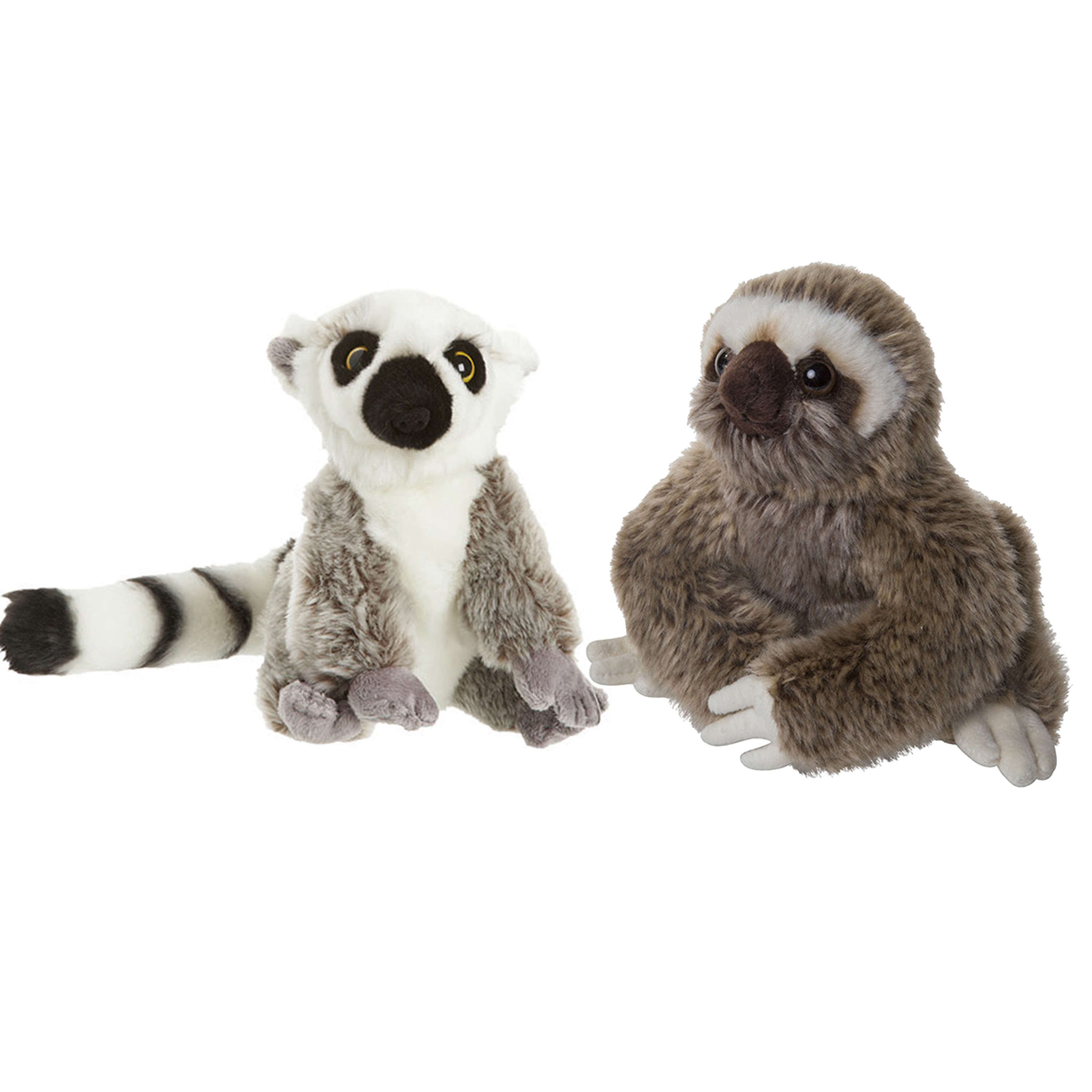 Apen serie zachte pluche knuffels 2x stuks - Maki aap en Luiaard van 18 cm -