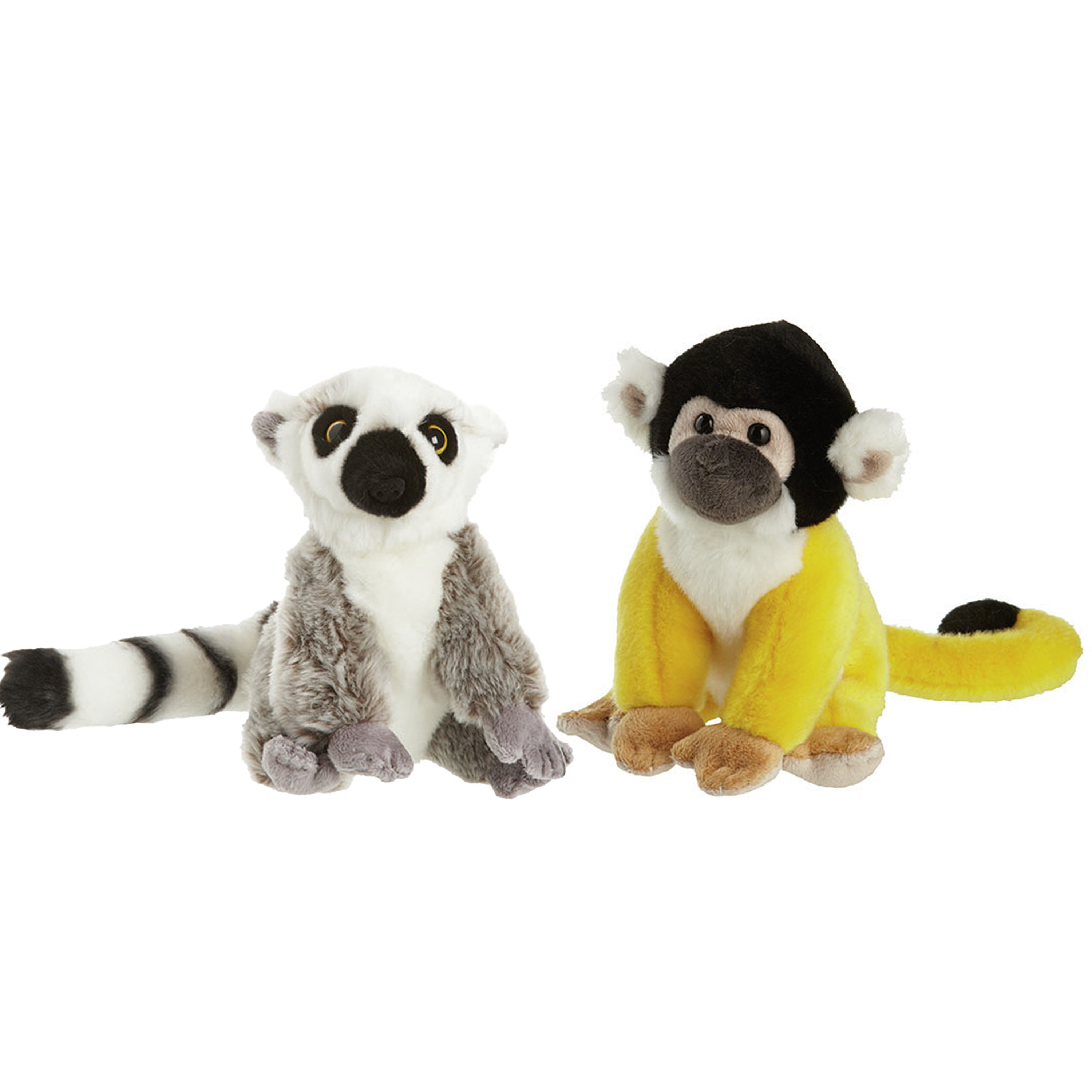 Apen serie zachte pluche knuffels 2x stuks - Maki aap en Squirrel aap van 18 cm -