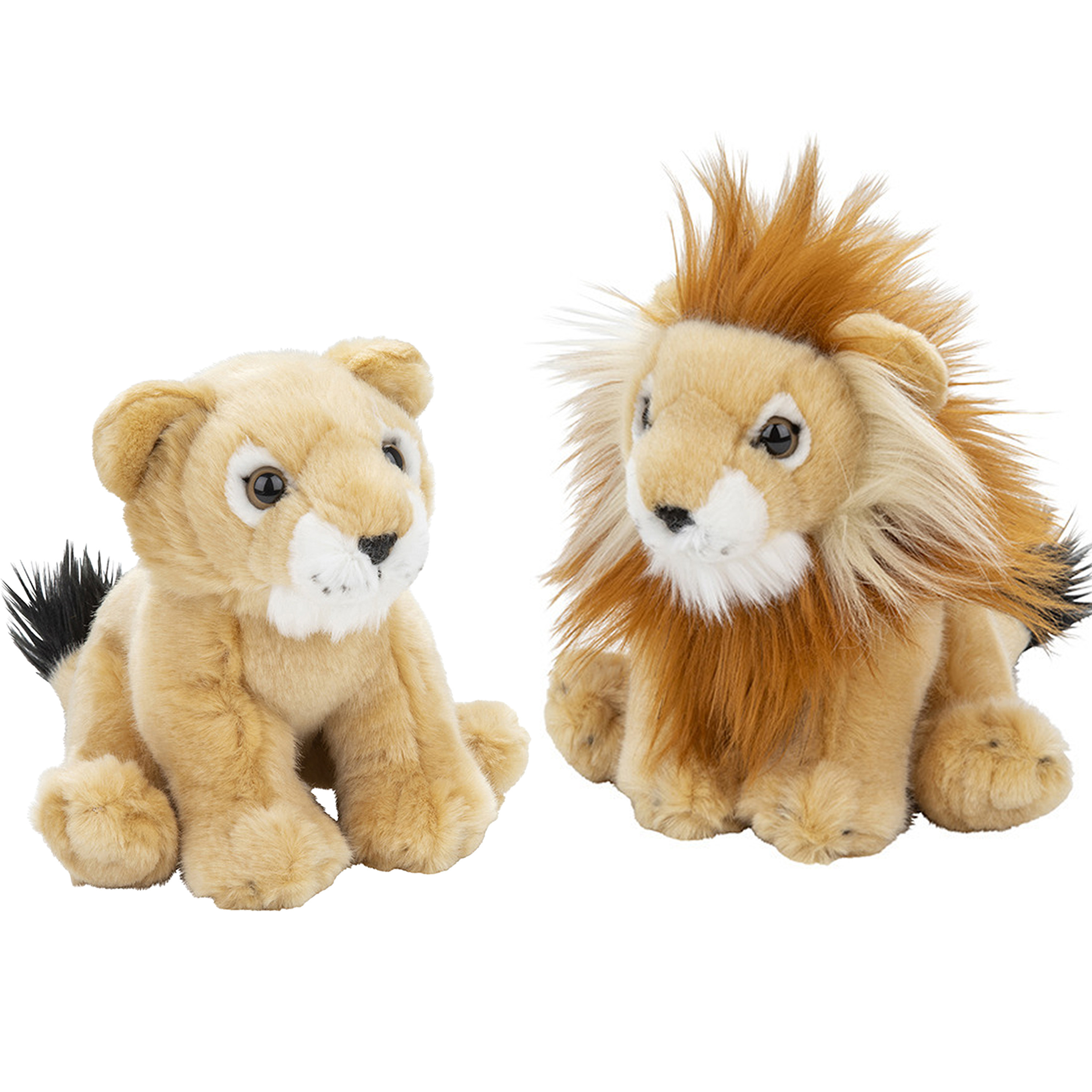 Zachte pluche knuffels 2x stuks - Leeuw en Leeuwin van 18 cm -