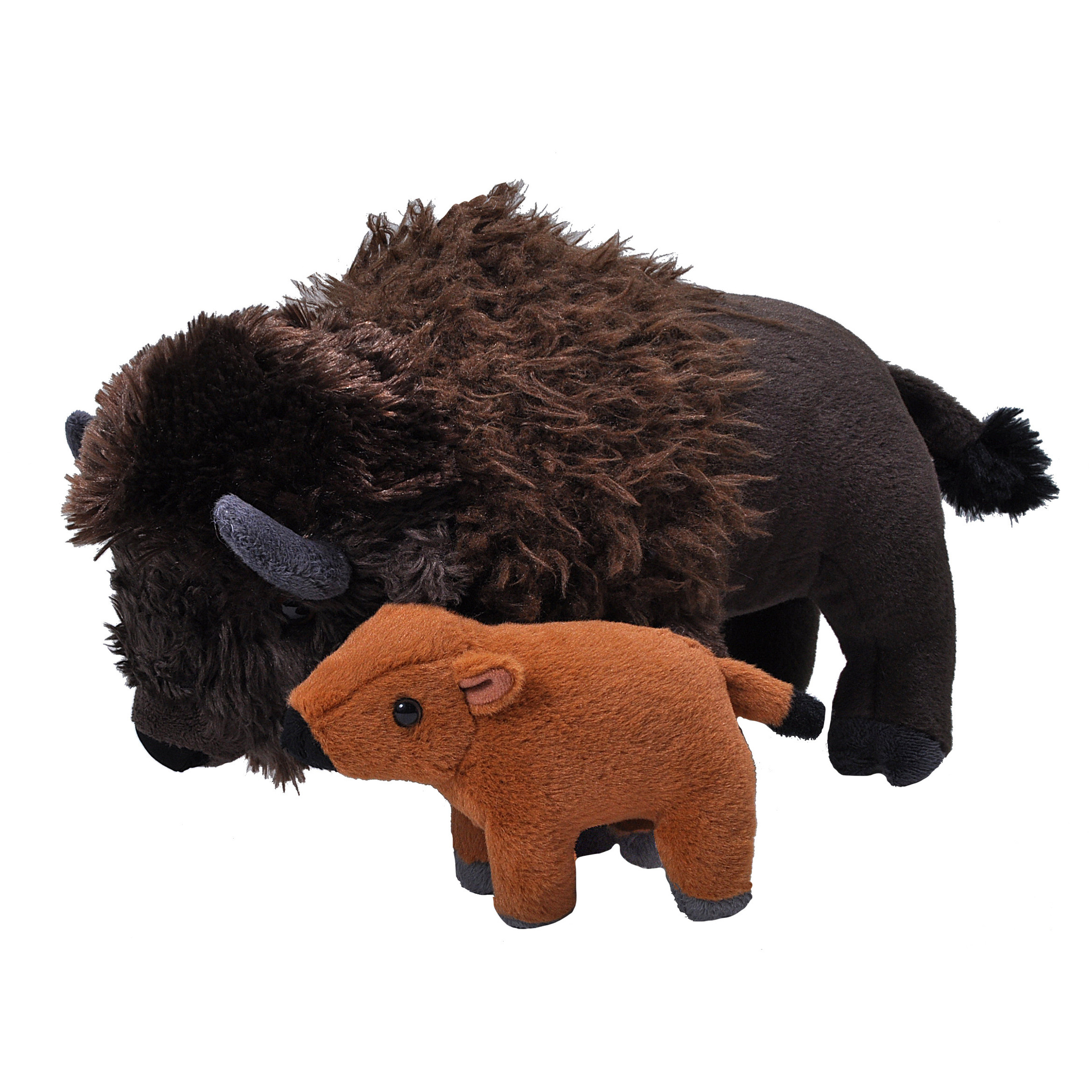 Pluche knuffel dieren familie bizons/buffels 36 cm -