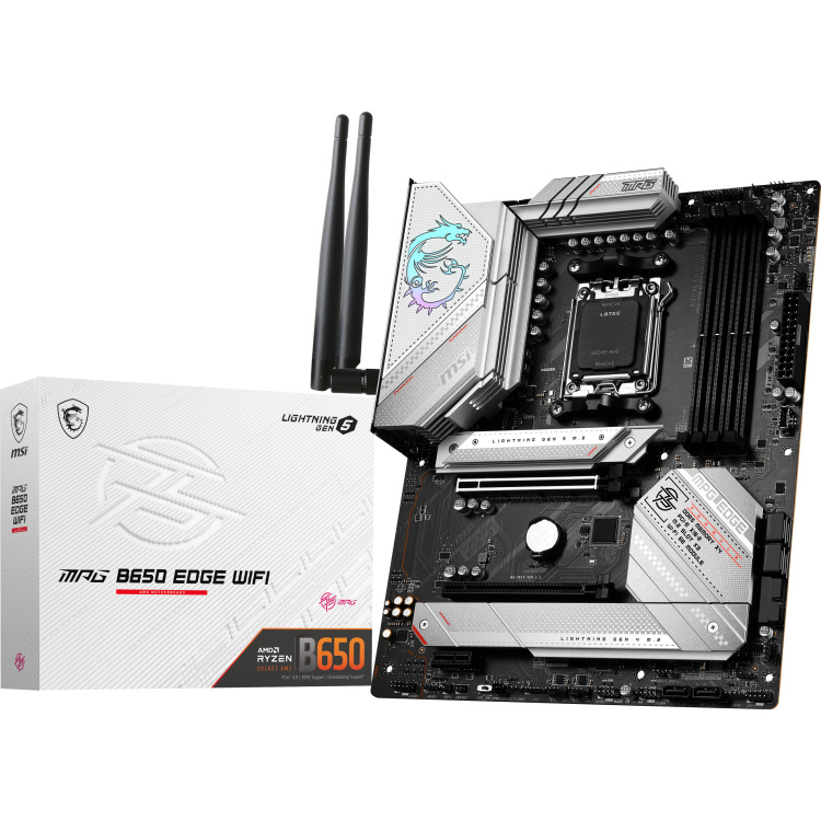 MSI MPG B650 EDGE WIFI moederbord RAID, 2.5 GbE-LAN, Wi-Fi 6E, BT 5.2, Sound, ATX