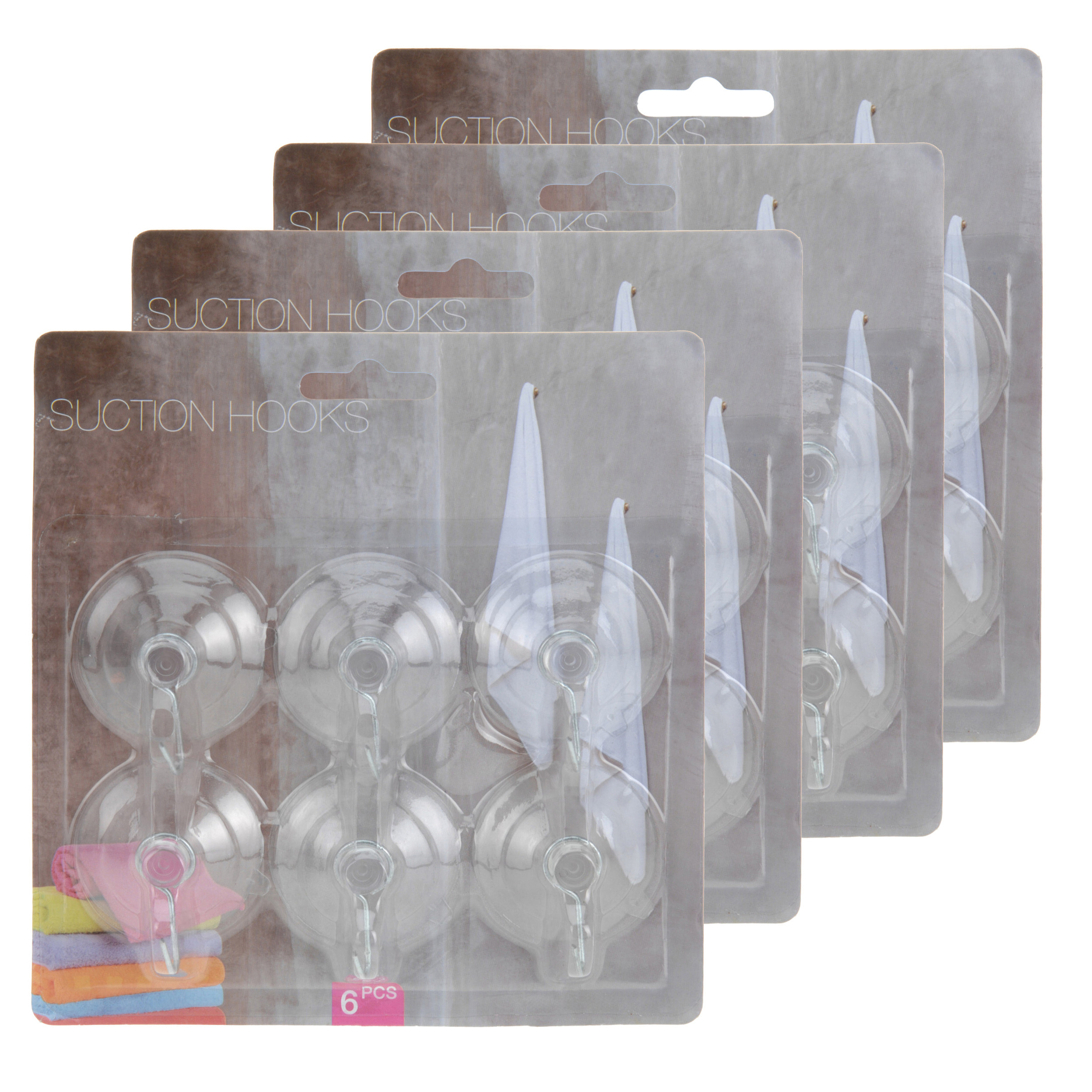 Zuignaphaakjes/ophanghaakjes - 24 stuks - transparant - kunststof -