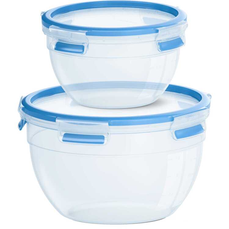 Emsa Clip & Close vershoudbakjes, 2 delige set, 1,0 / 2,6 L doos rond