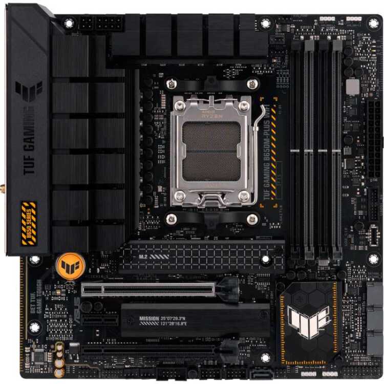 ASUS TUF Gaming B650M-PLUS WiFi moederbord RAID, 2.5 Gb-LAN, Wi-Fi 6, BT 5.2, Sound, µATX