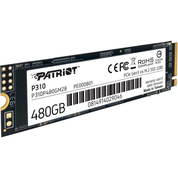 Patriot P310 480 GB ssd P310P480GM28, PCIe 3.0 x4, NVMe 1.3, M.2 2280