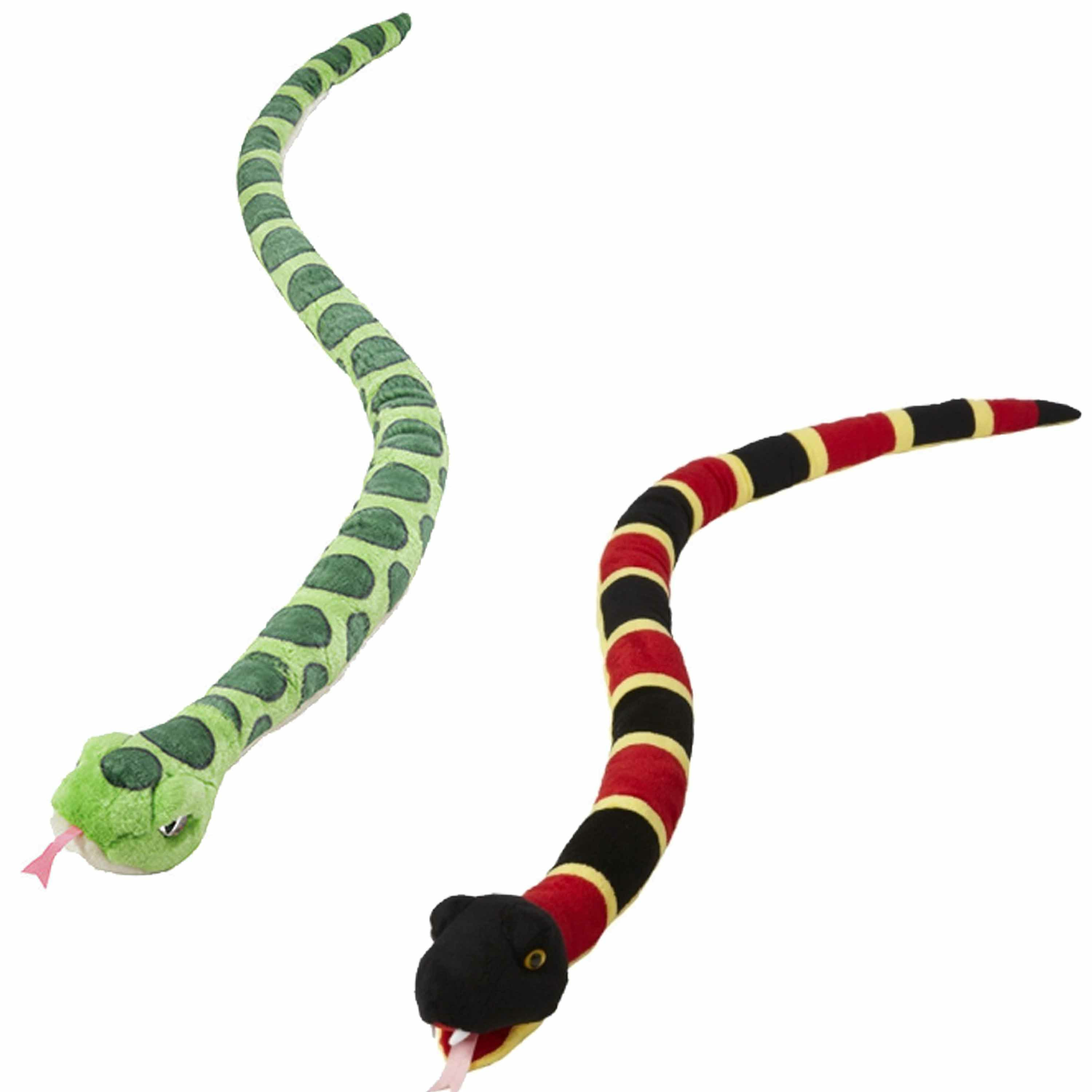 Pluche dieren knuffels 2x slangen van 145 cm -