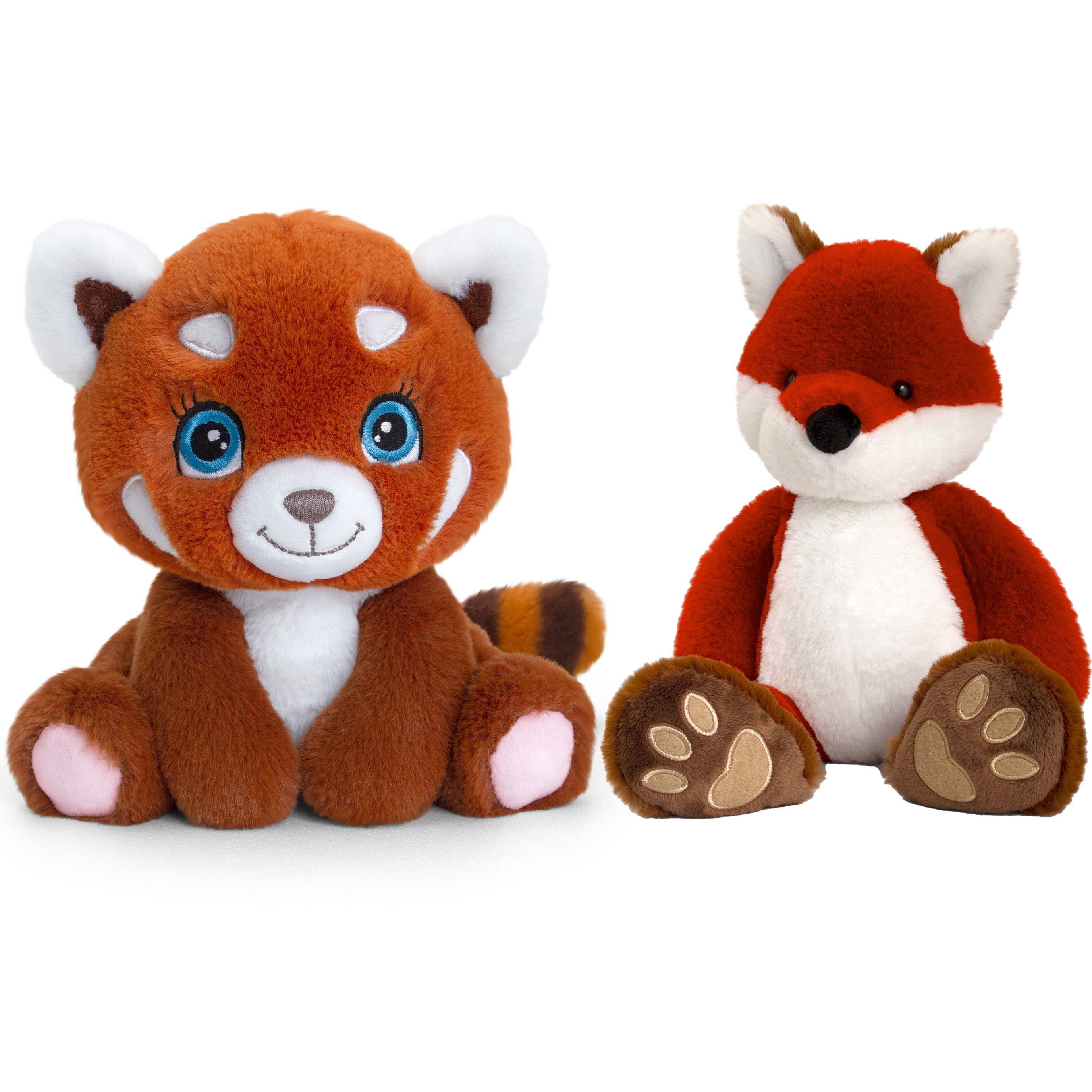Pluche knuffels combi-set dieren vos en rode panda 25 cm -
