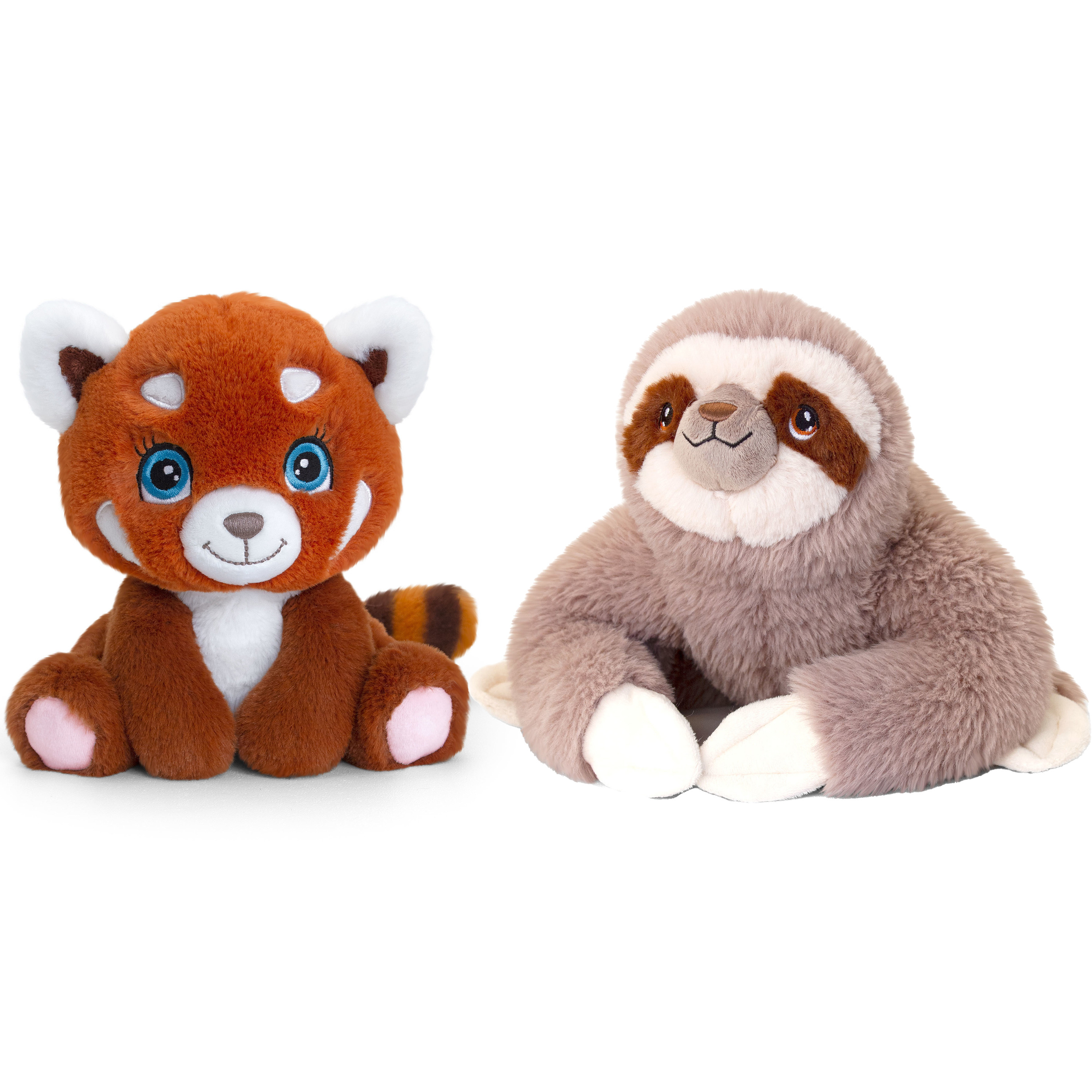 Pluche knuffels combi-set dieren luiaard en rode panda 25 cm -
