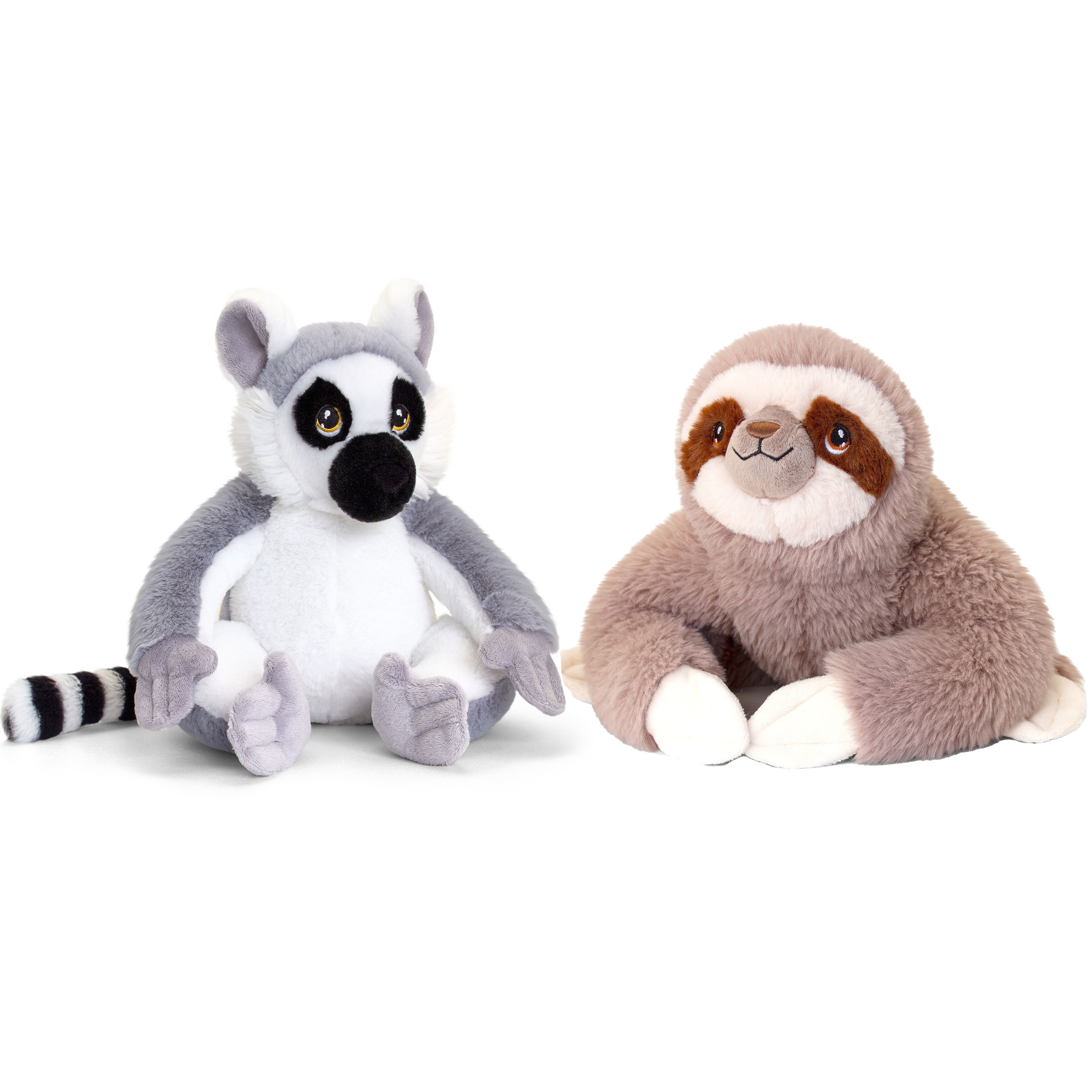 Pluche knuffels combi-set dieren luiaard en maki aapje 25 cm -