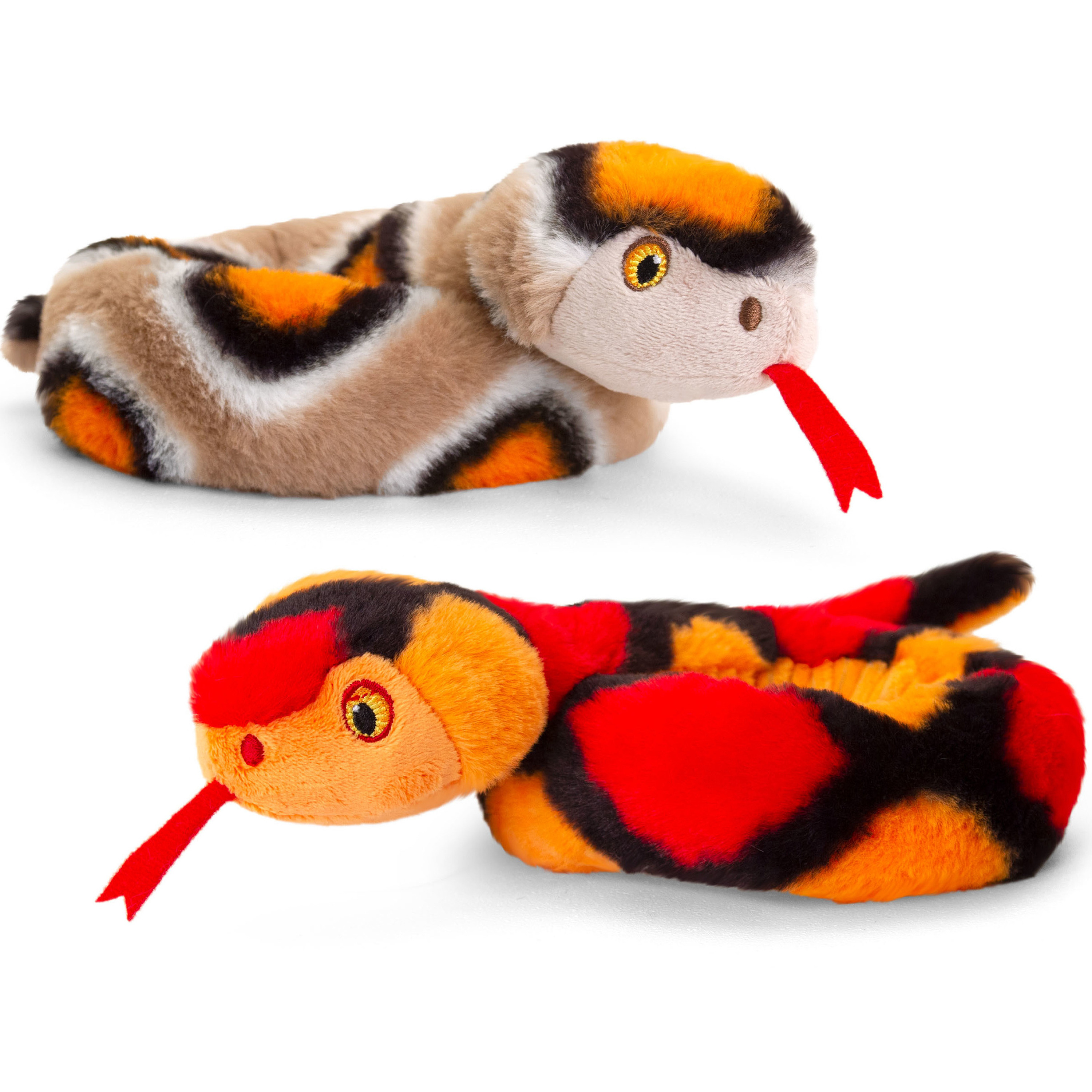 Pluche knuffel dieren kleine opgerolde slangen rood en bruin 65 cm -