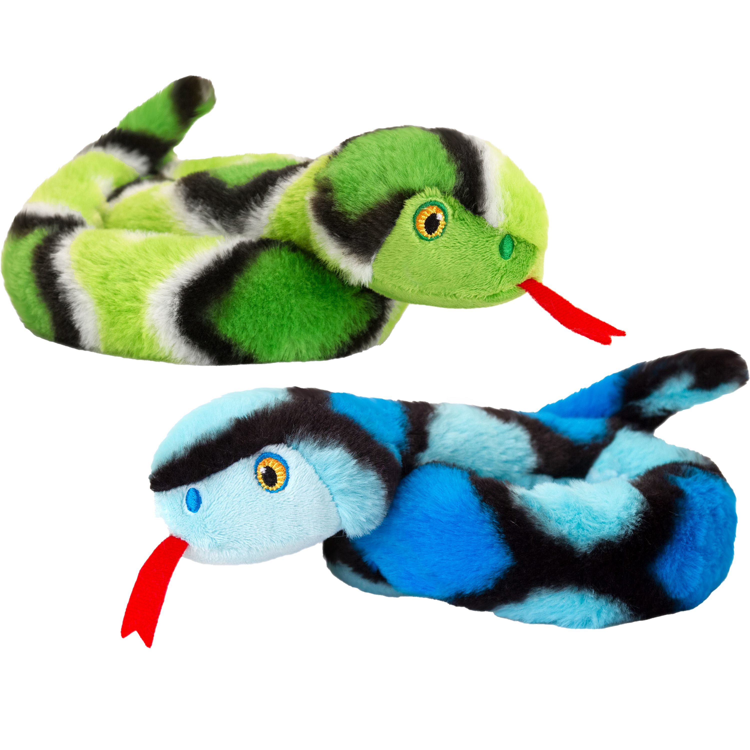 Pluche knuffel dieren kleine opgerolde slangen blauw en groen 65 cm -