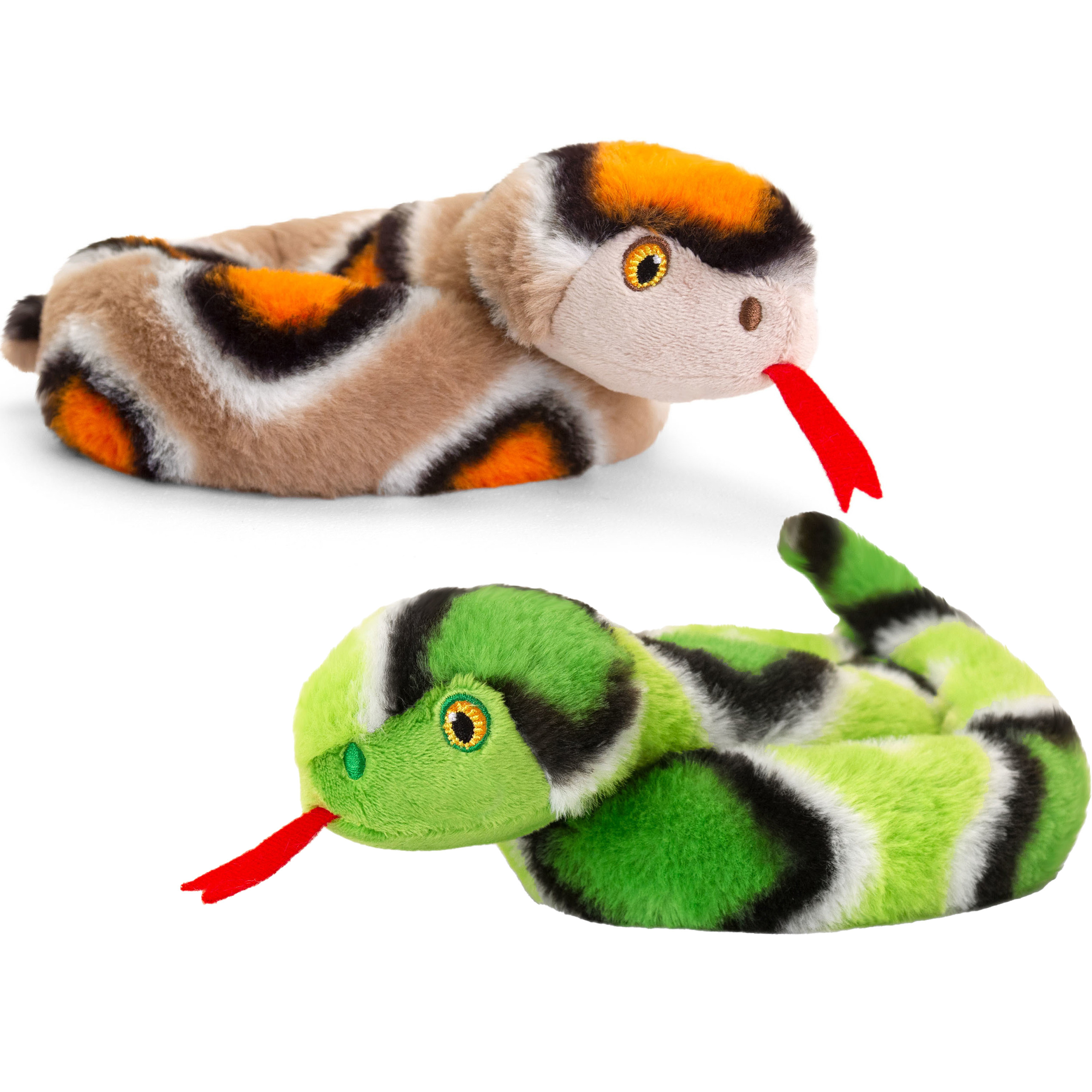 Pluche knuffel dieren kleine opgerolde slangen bruin en groen 65 cm -