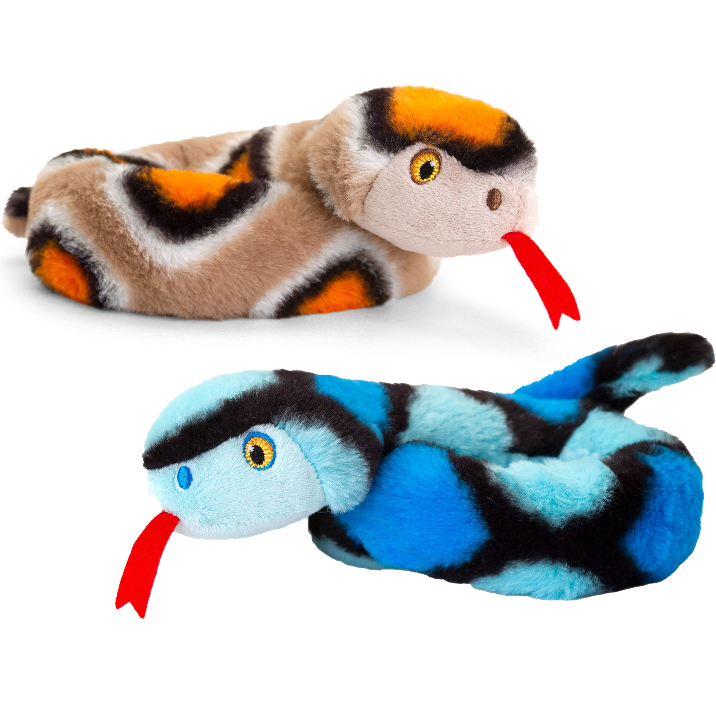 Pluche knuffel dieren kleine opgerolde slangen blauw en bruin 65 cm -