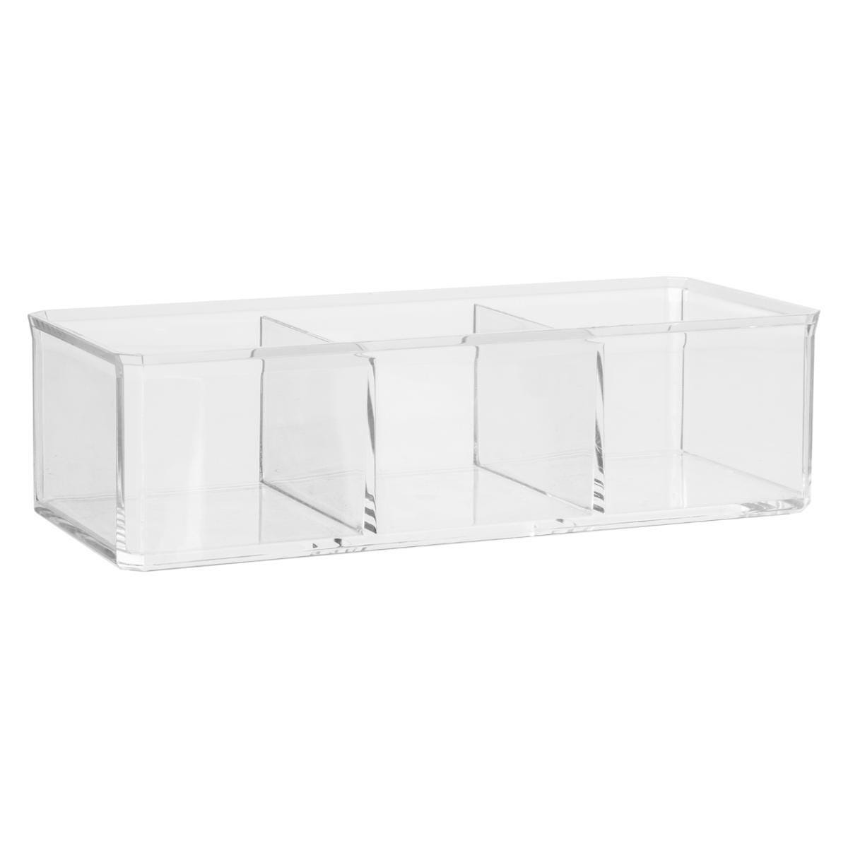 Make-up organizer 3 vakken rechthoek 23 x 8,5 cm van kunststof -
