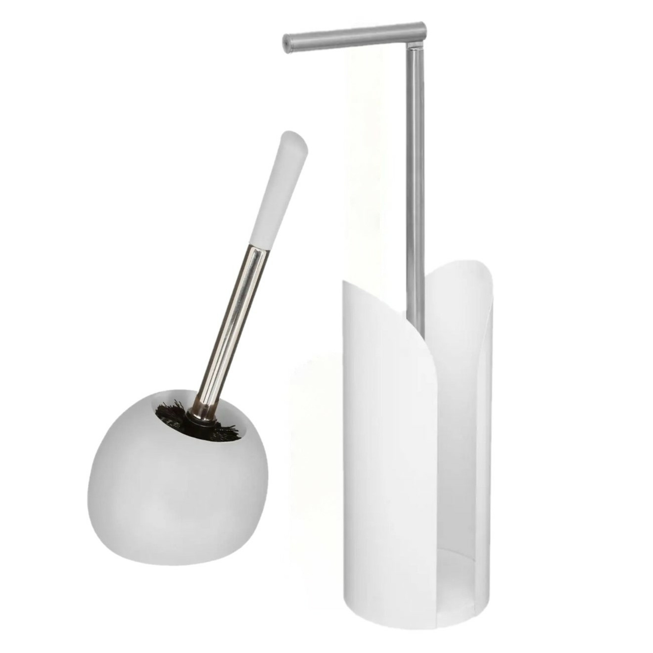 WC-/toiletborstel met toiletrolhouder set wit -