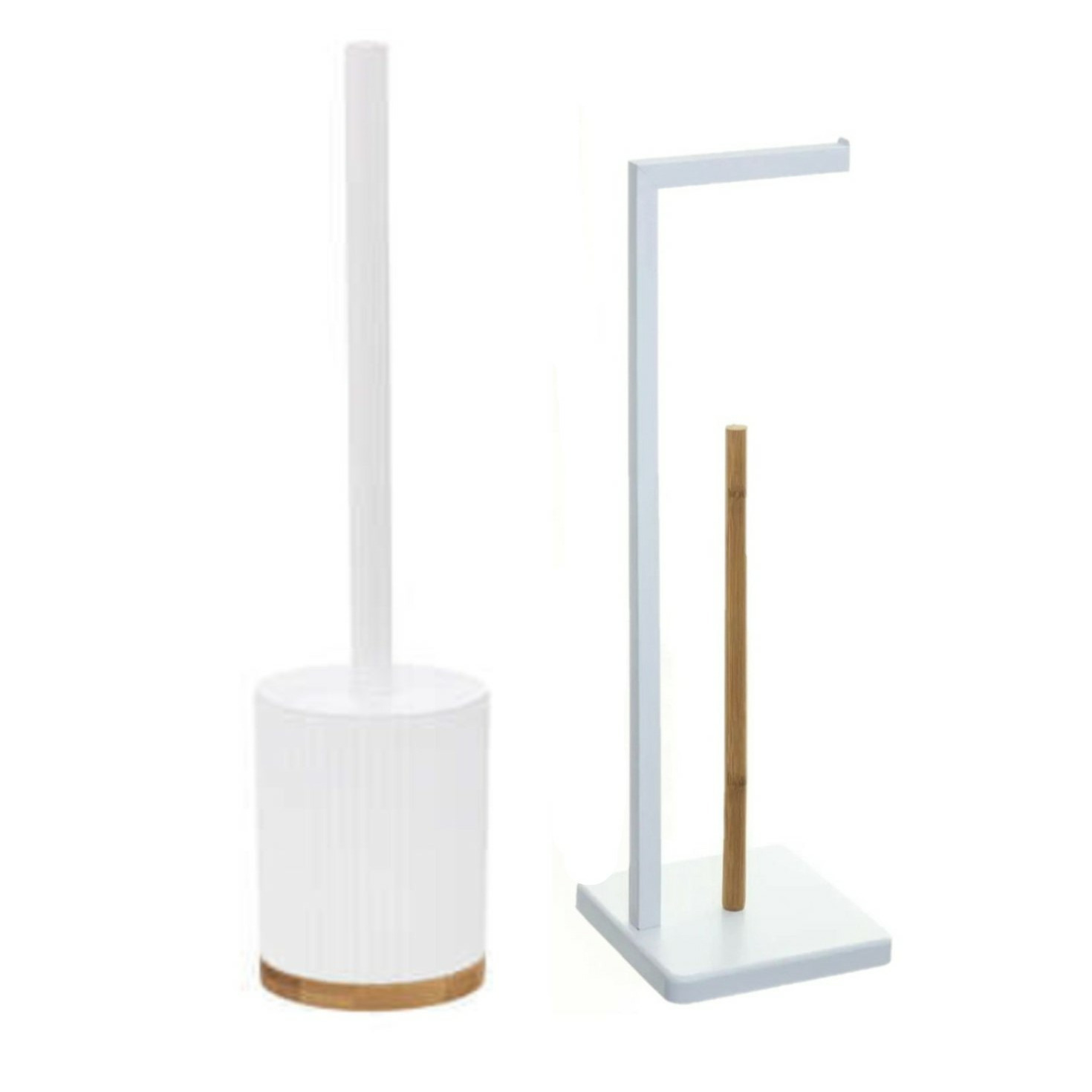 WC-/toiletborstel met toiletrolhouder set wit -