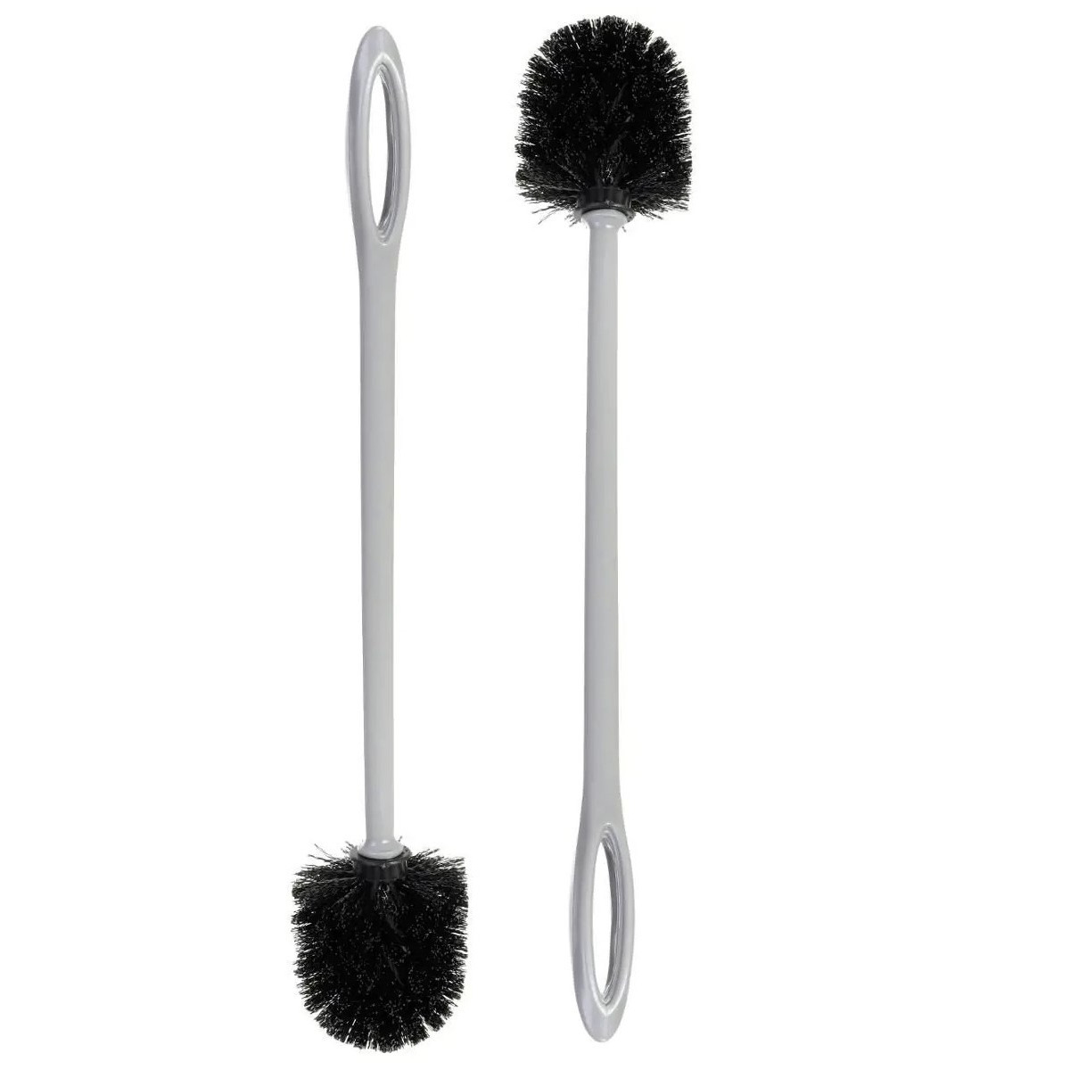 WC-/toiletborstel 2x stuks grijs kunststof 46 cm -