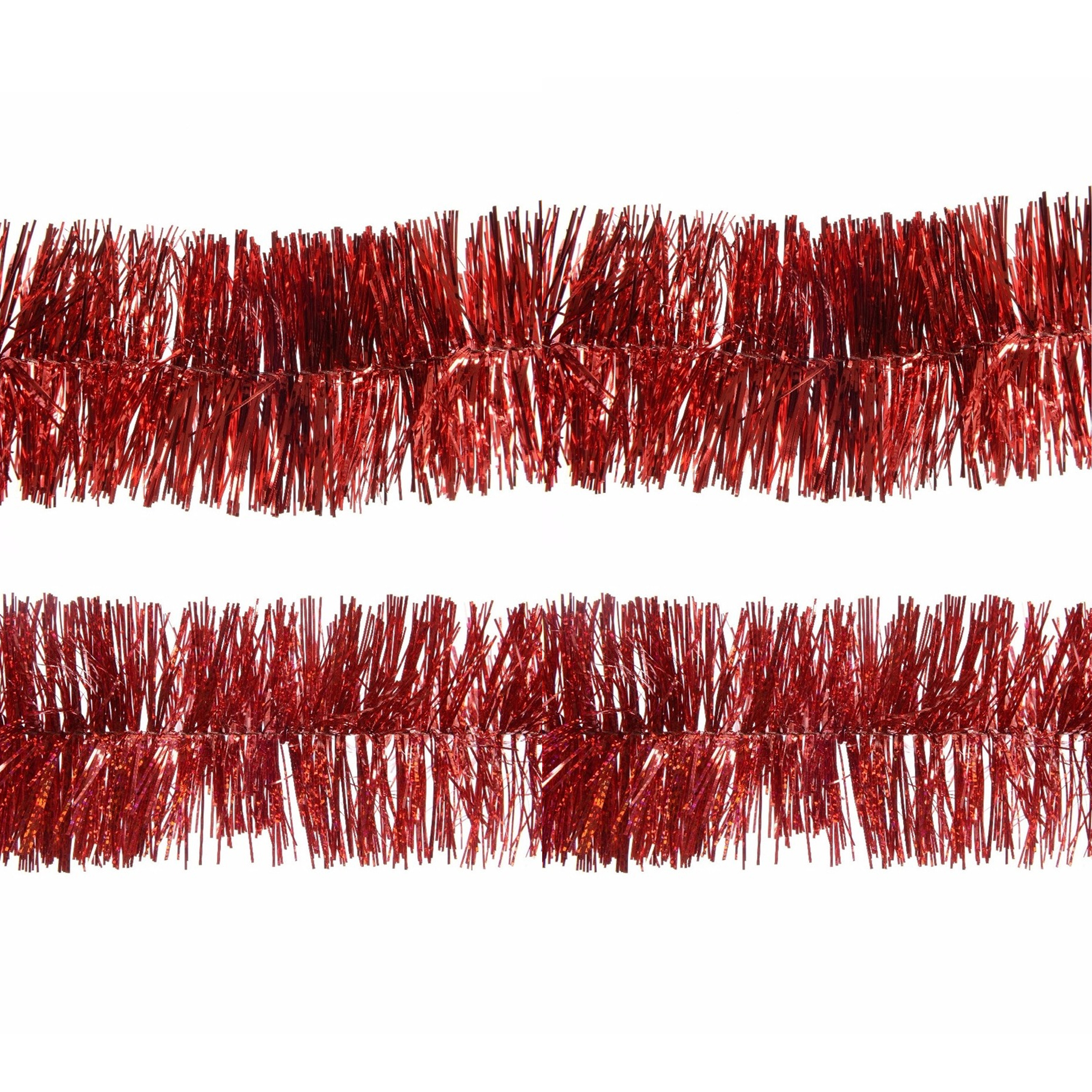 Decoris folie kerstslingers 4x stuks - rood - kunststof - 270 cm -