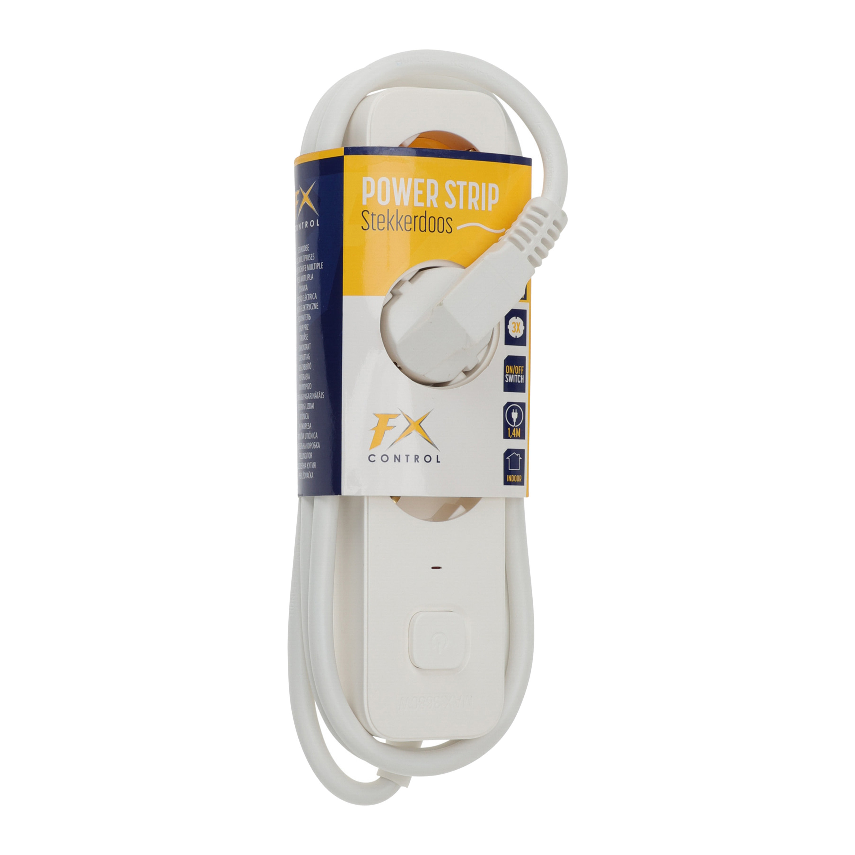 Stekkerdoos 3-voudig wit 140 cm snoer -