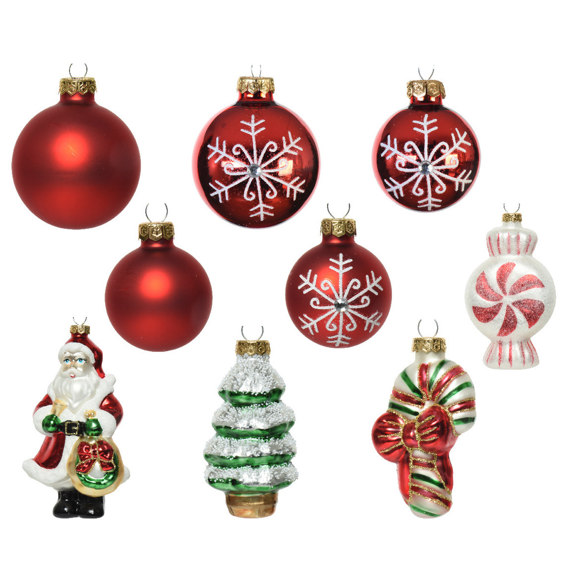 20x stuks glazen kerstornamenten/hangers figuurtjes en kerstballen rood x stuks kerstornamenten/k -